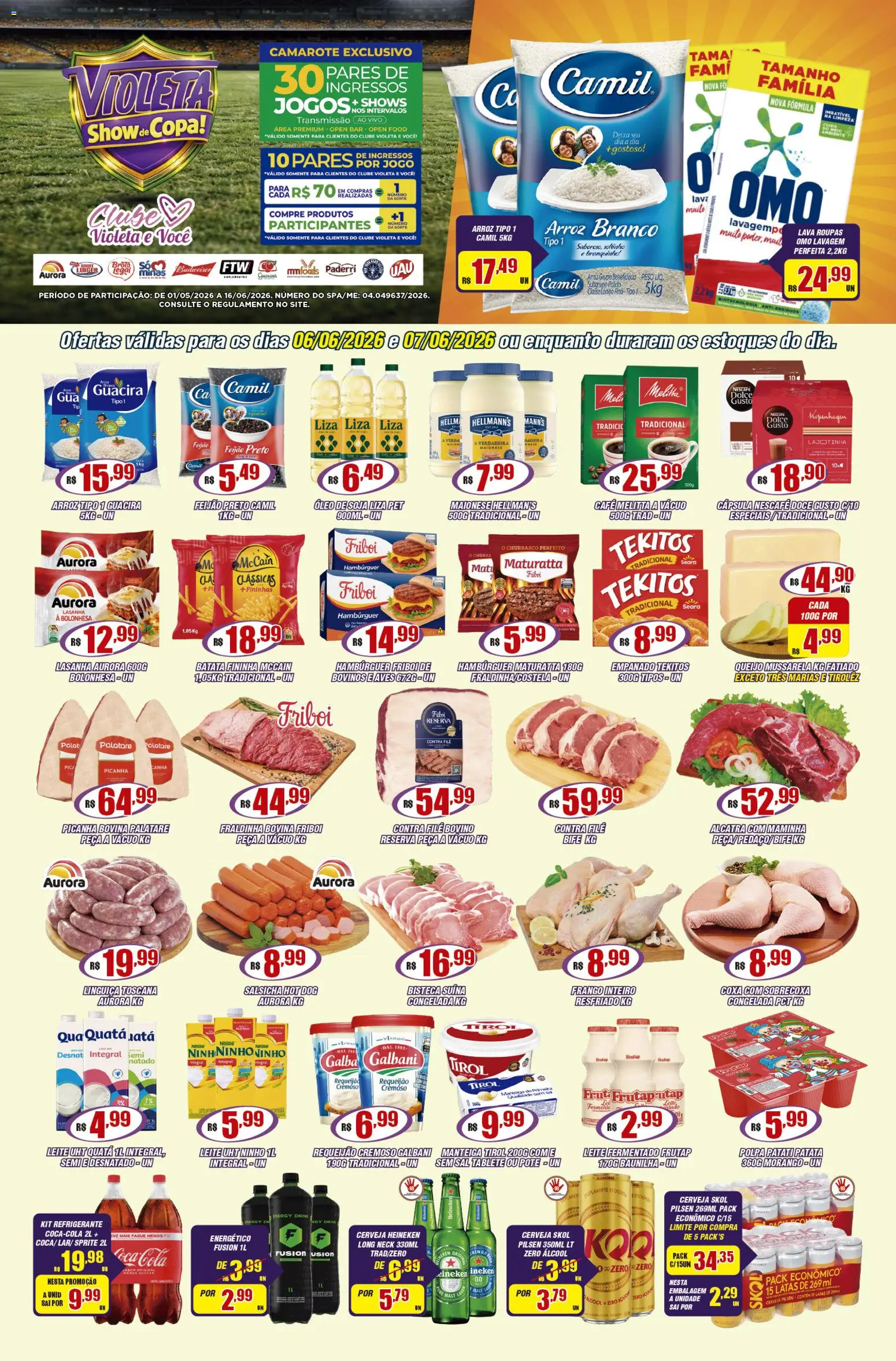 Violeta Supermercados Folheto - válido de 06.06.2026 | Página: 1 | Produtos: Fraldinha, Manteiga, Sal, Jogos