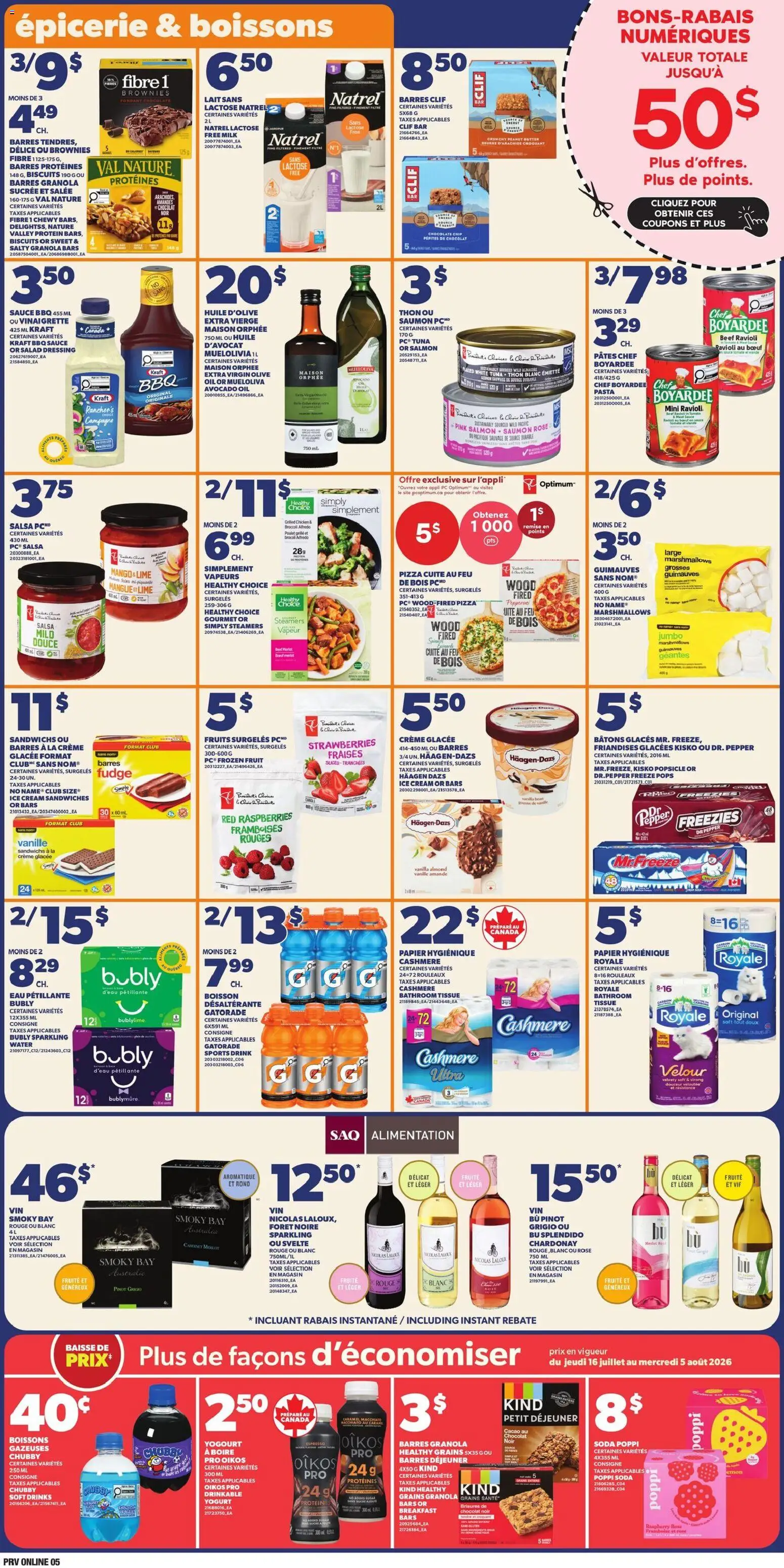 Provigo flyer valid from Jul 16, 2026 | Page: 7 | Products: Butter, Yogurt, Pizza, Chicken