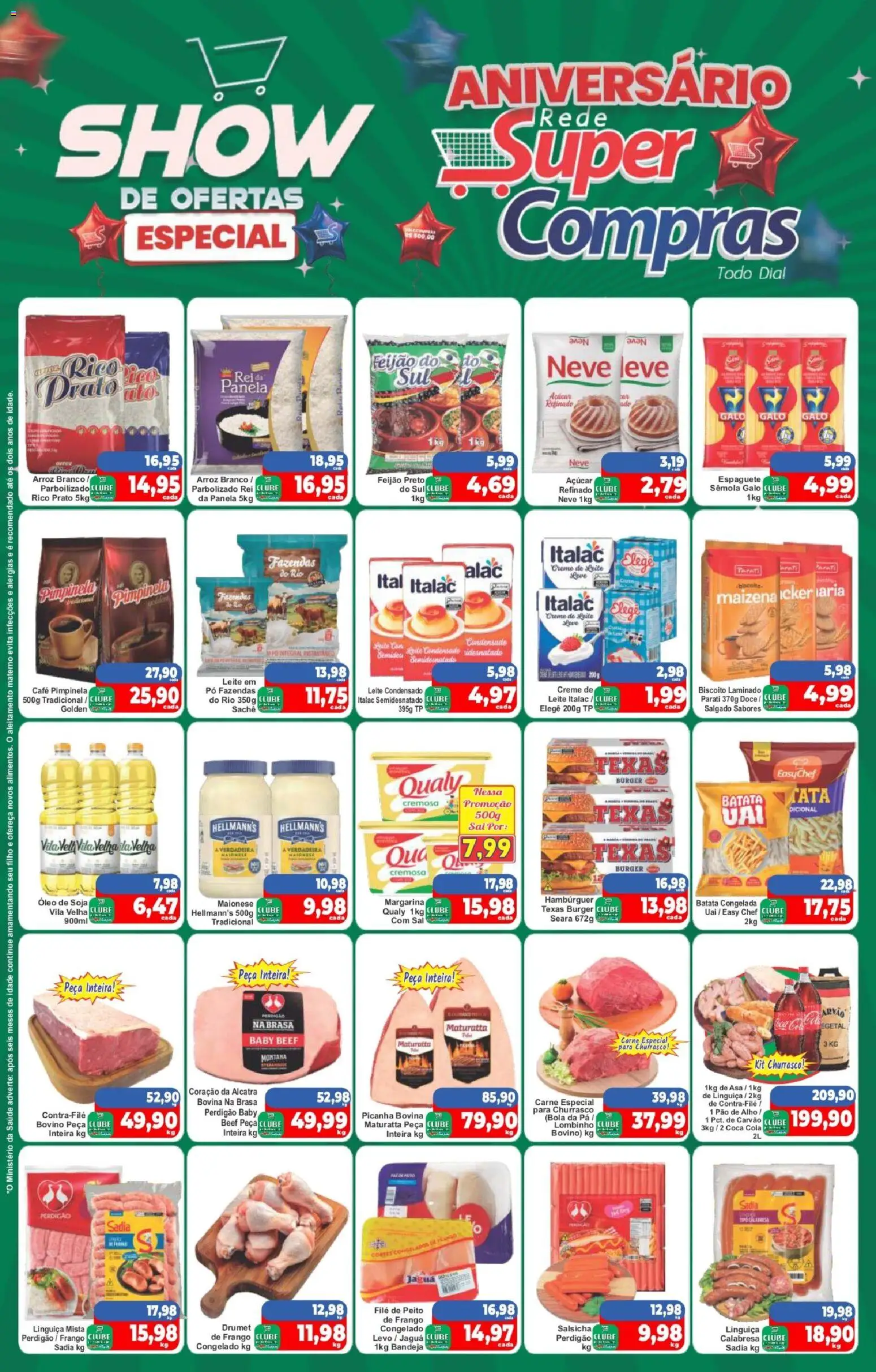 Rede Super Compras Folheto - válido de 07/08/2026 | Página: 1 | Produtos: Espaguete, Linguiça, Batata, Leite condensado