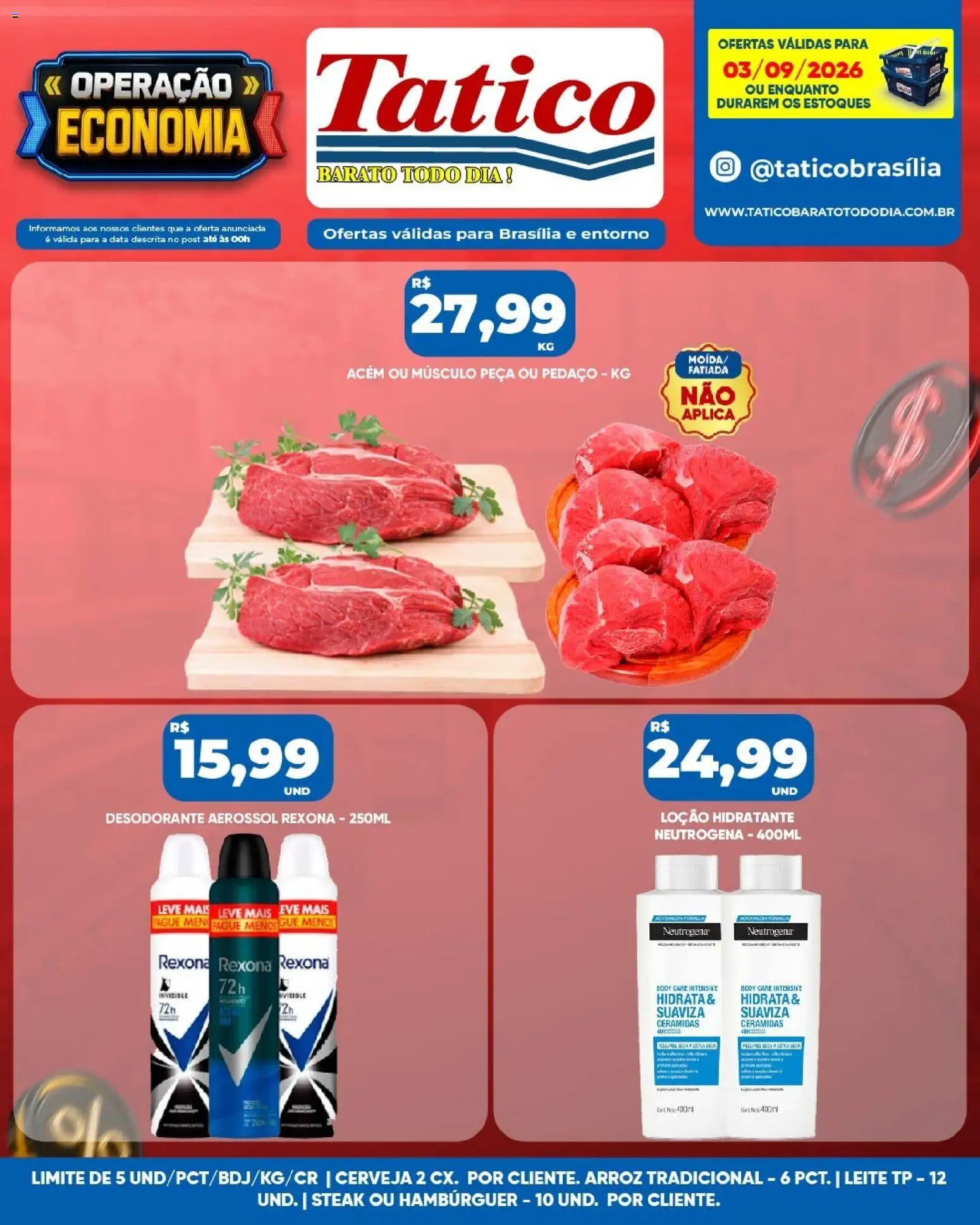 Tatico Folheto - válido de 04/09/2026 | Página: 34 | Produtos: Steak, Desodorante, Acém, Rexona