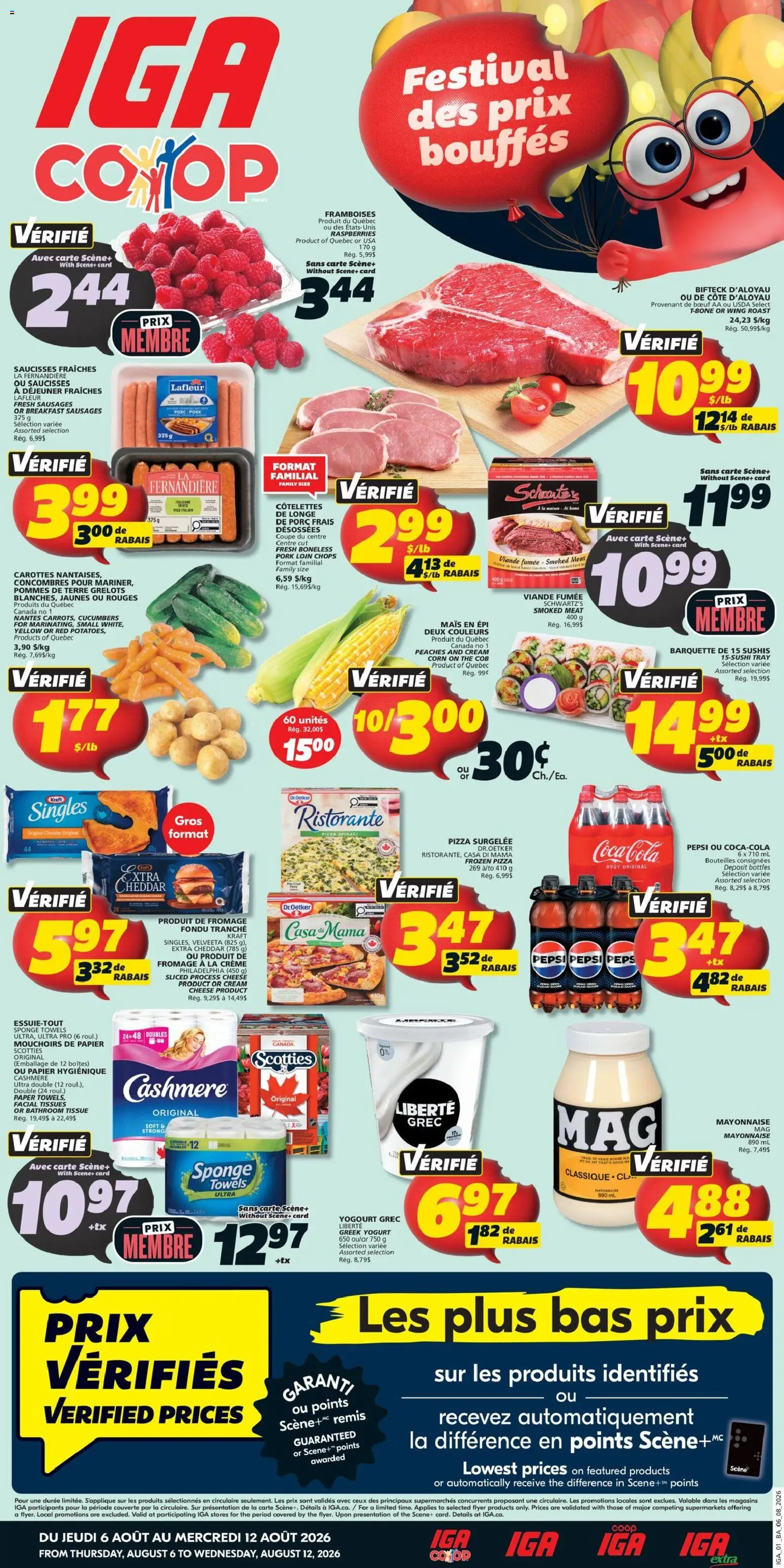 IGA flyer valid from Aug 6, 2026 | Page: 1 | Products: Cream, Sponge, Yogurt, Pork