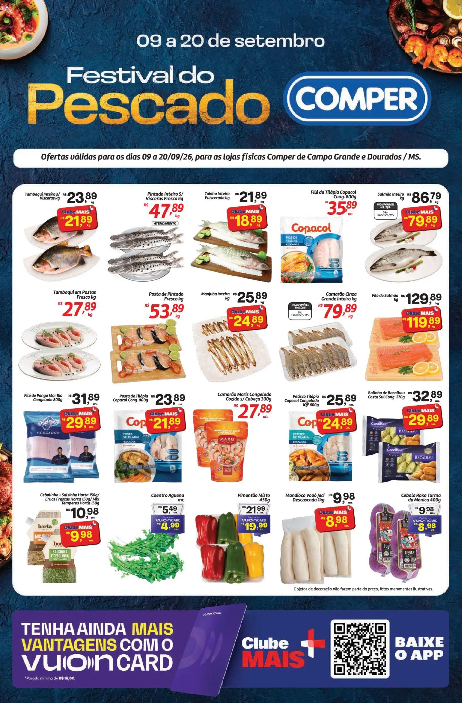 Comper Folheto - válido de 09/09/2026 | Página: 1 | Produtos: Mandioca, Temperos, Tilápia, Cebola roxa