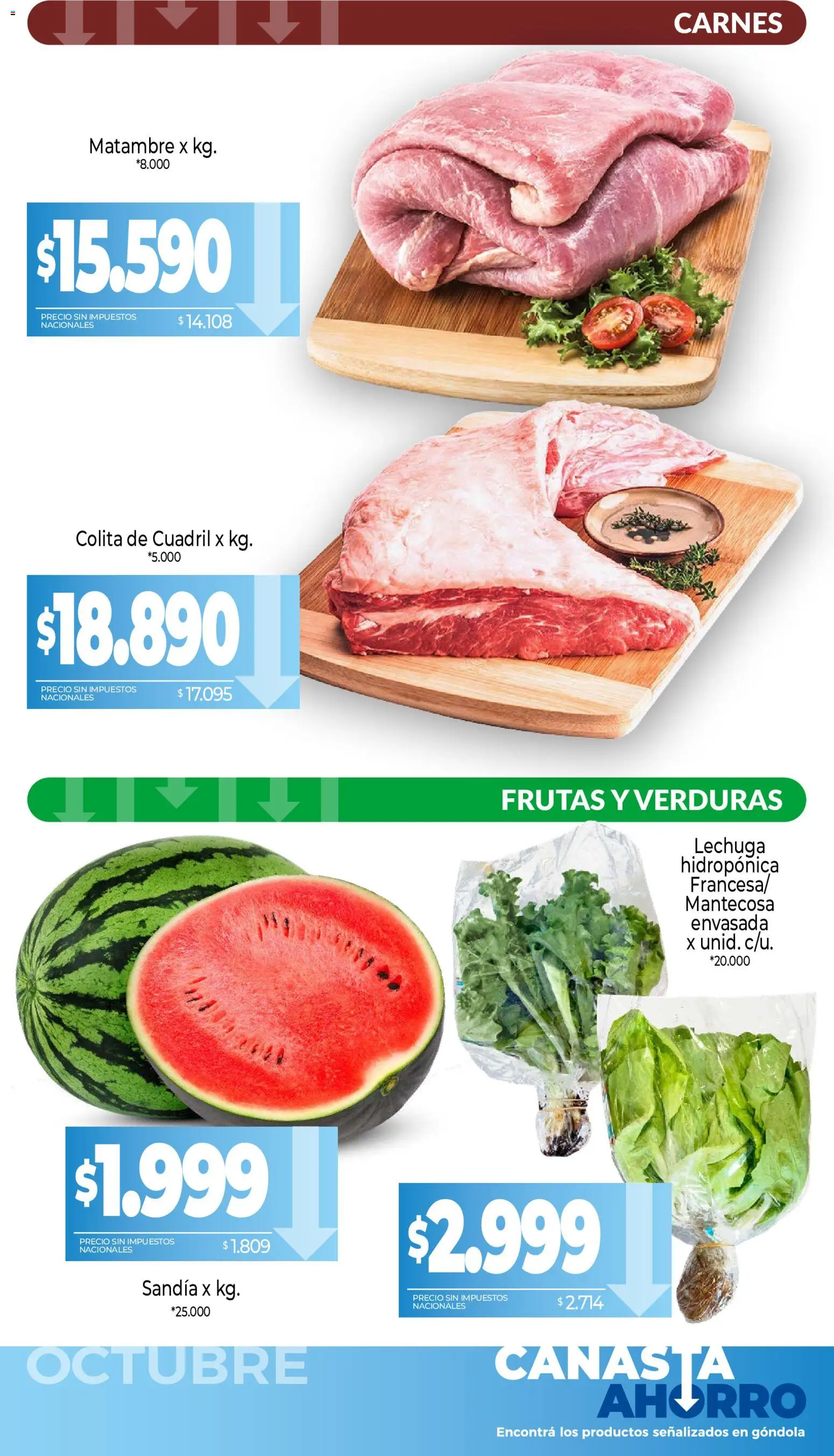 La Anonima - Canasta Ahorro │ válido desde el 01/10/2026 | Página: 2 | Productos: Cuadril, Sandía, Verduras, Canasta
