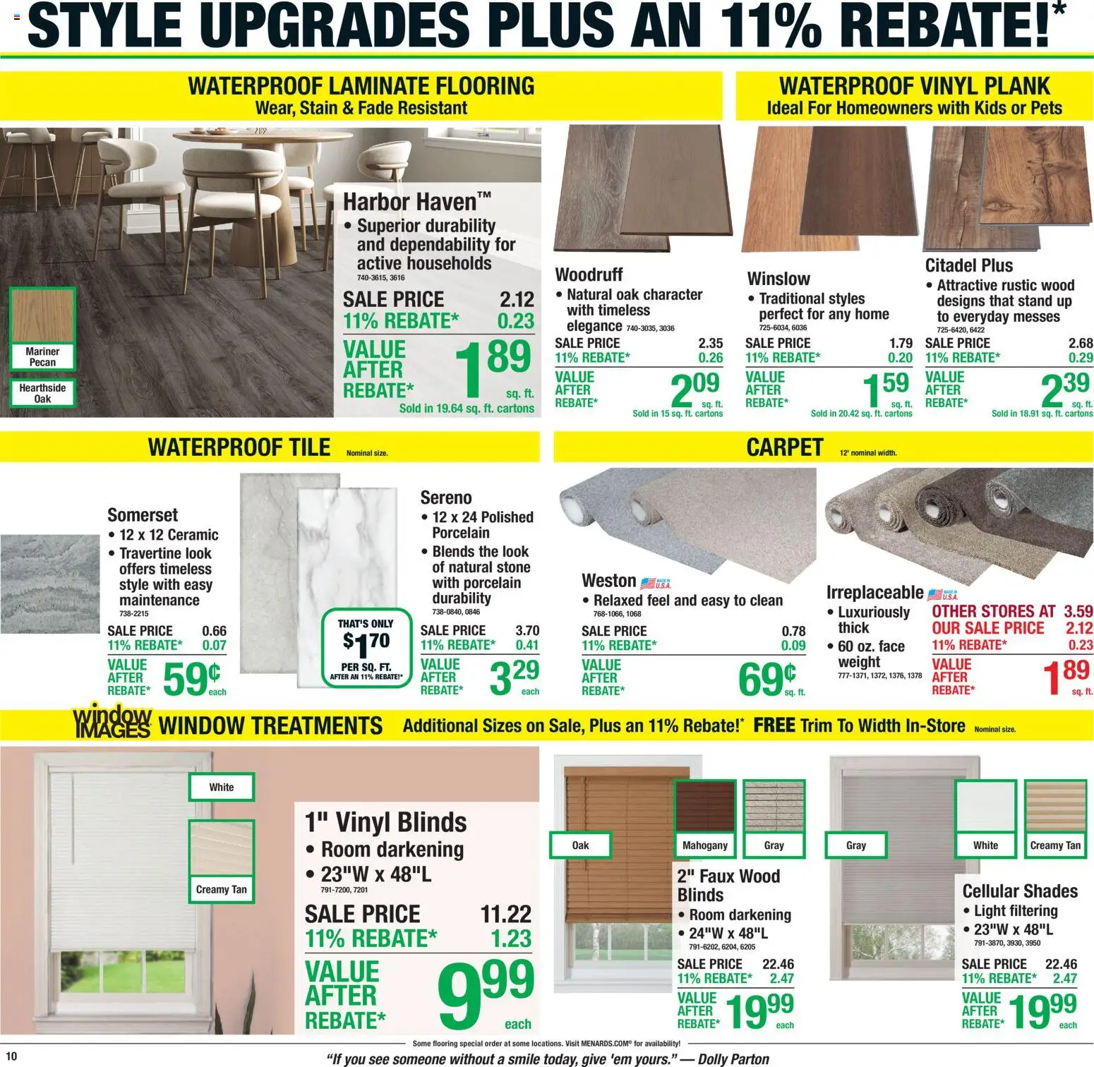 Menards - Weekly Ad - valid from 08/19/2026 | Page: 19 | Products: Trim, Laminate flooring, Carpet, Weight