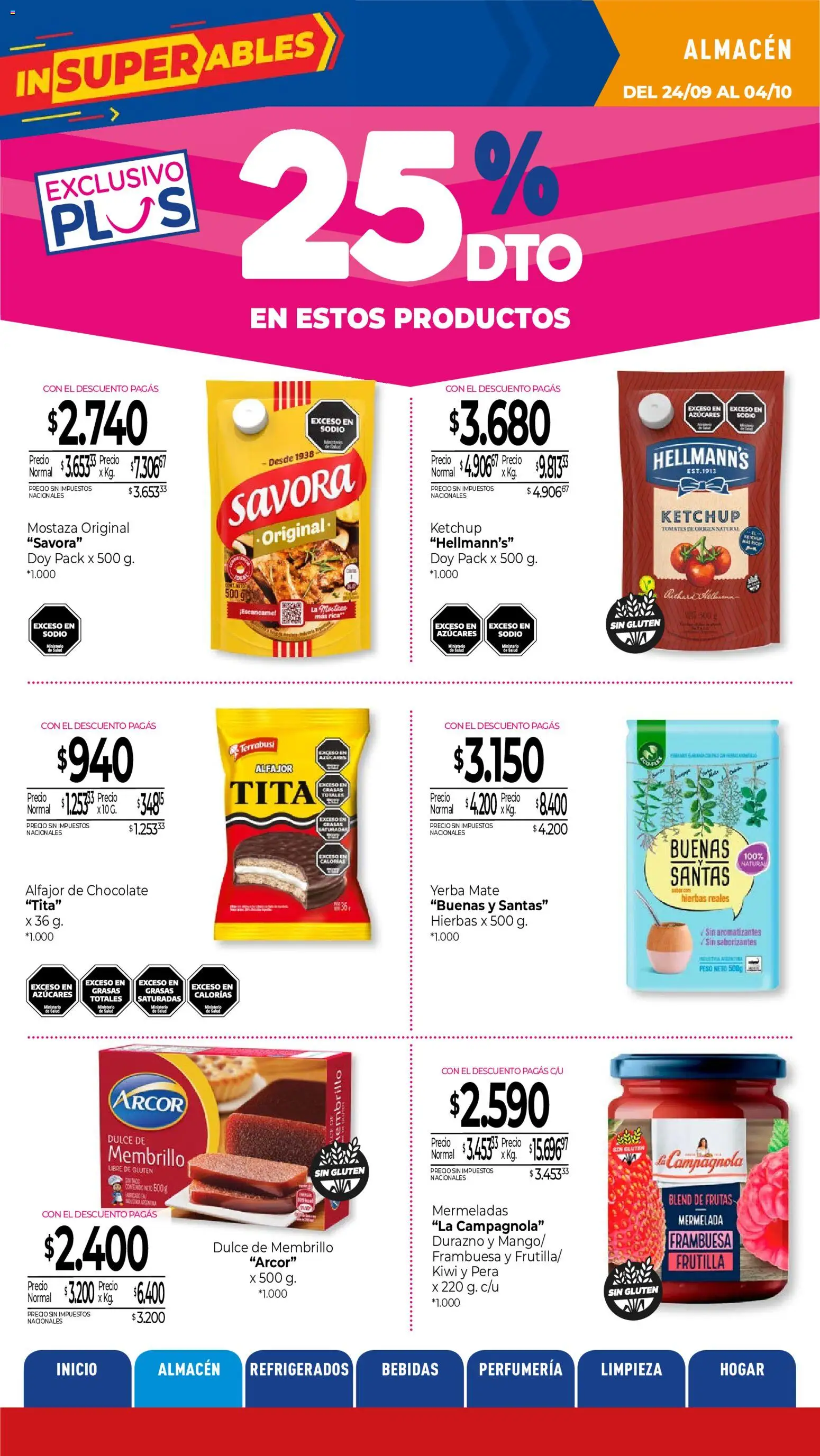 La Anonima catálogo │ válido desde el 24/09/2026 | Página: 9 | Productos: Hierbas, Mostaza, Alfajor, Kiwi