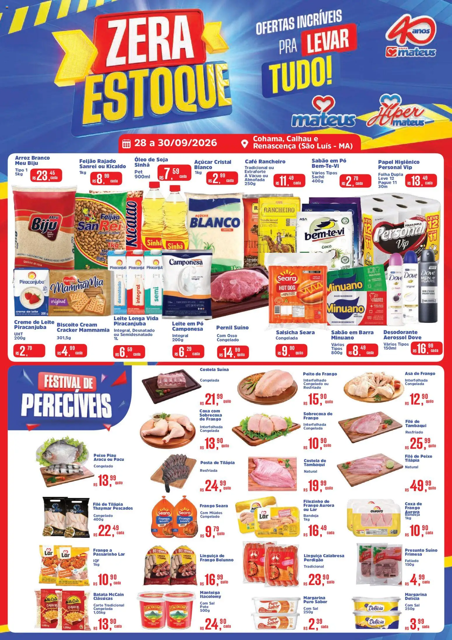 Mateus Folheto - válido de 28/09/2026 | Página: 1 | Produtos: Pernil, Café, Soja, Margarina