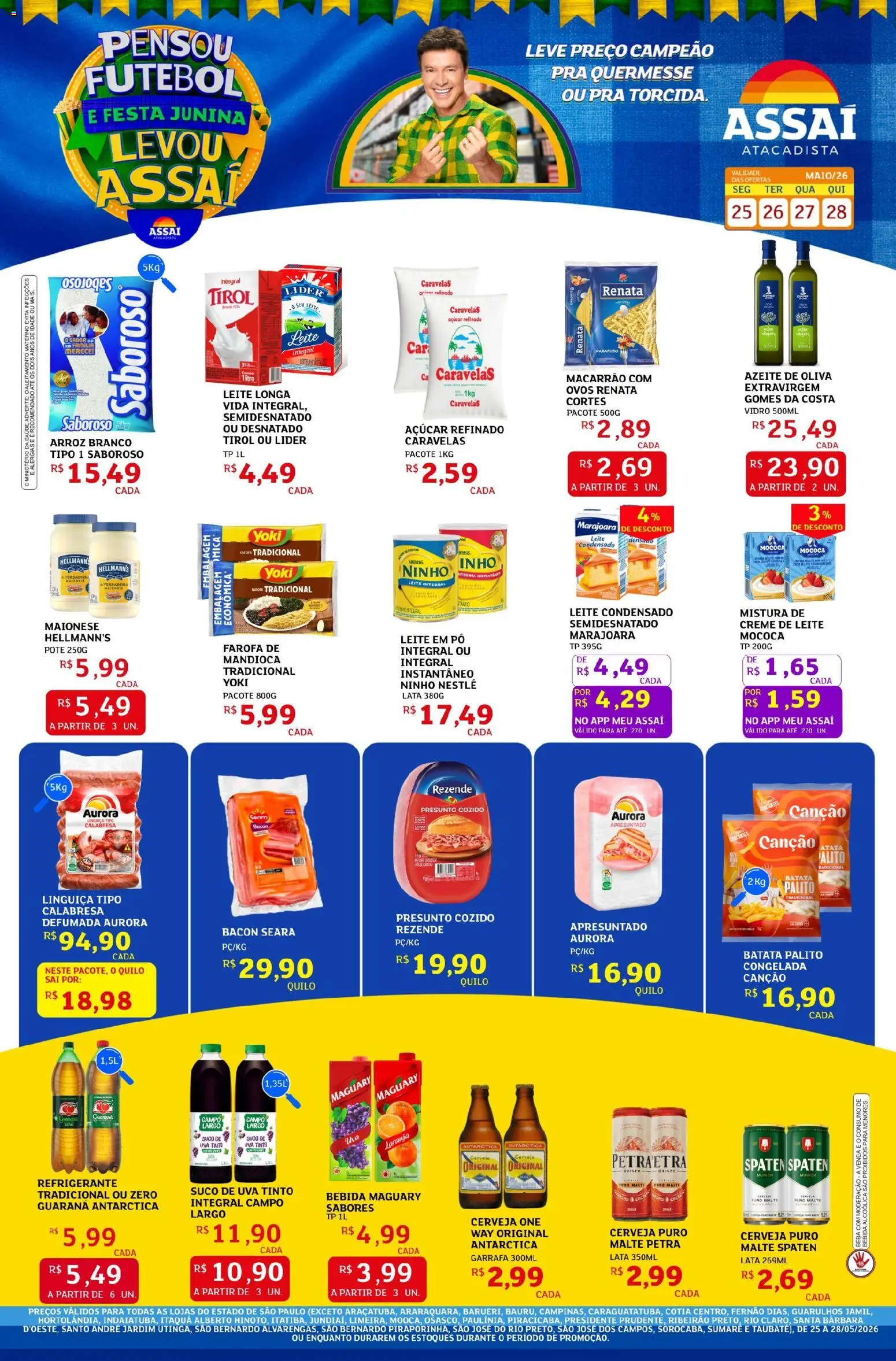 Assaí Atacadista Folheto - válido de 25.05.2026 | Página: 1 | Produtos: Presunto, Macarrão, Refrigerante, Azeite