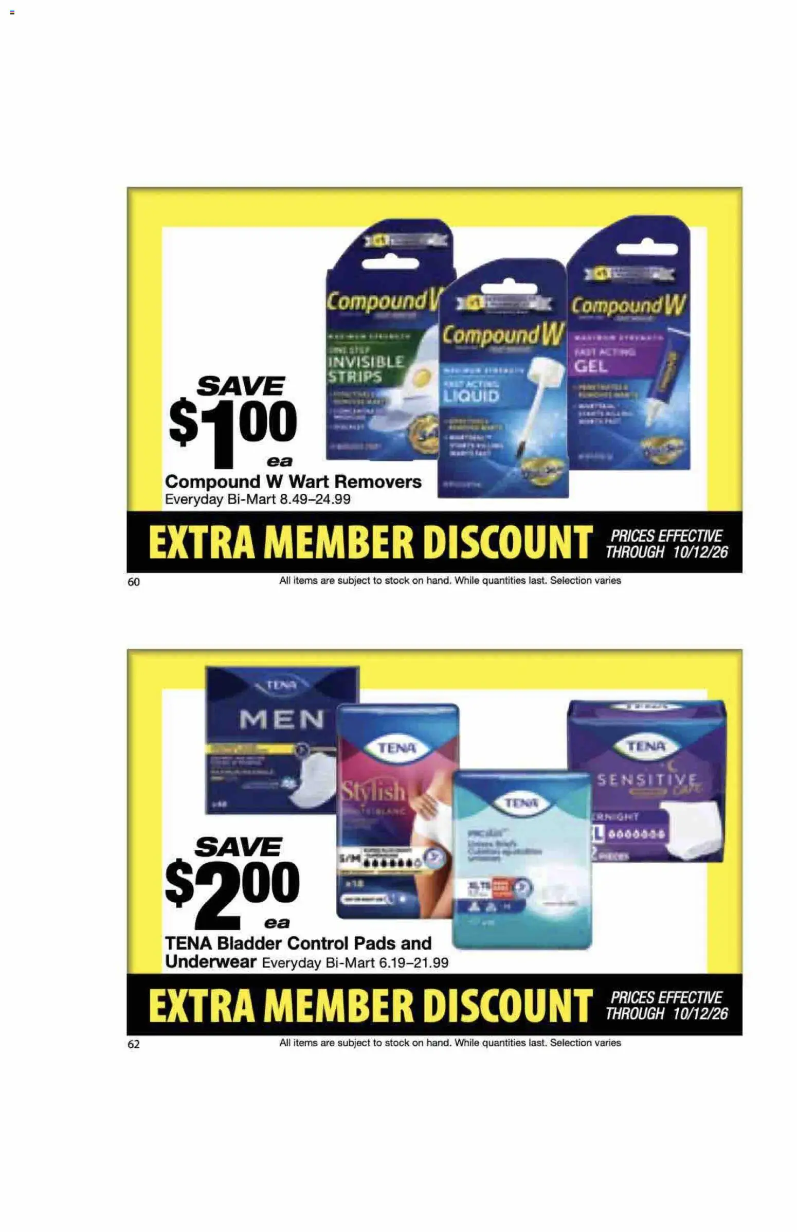 Bi-Mart Extra Member Discount Book - valid from 09/28/2026 | Page: 32 | Products: Pads, Underwear