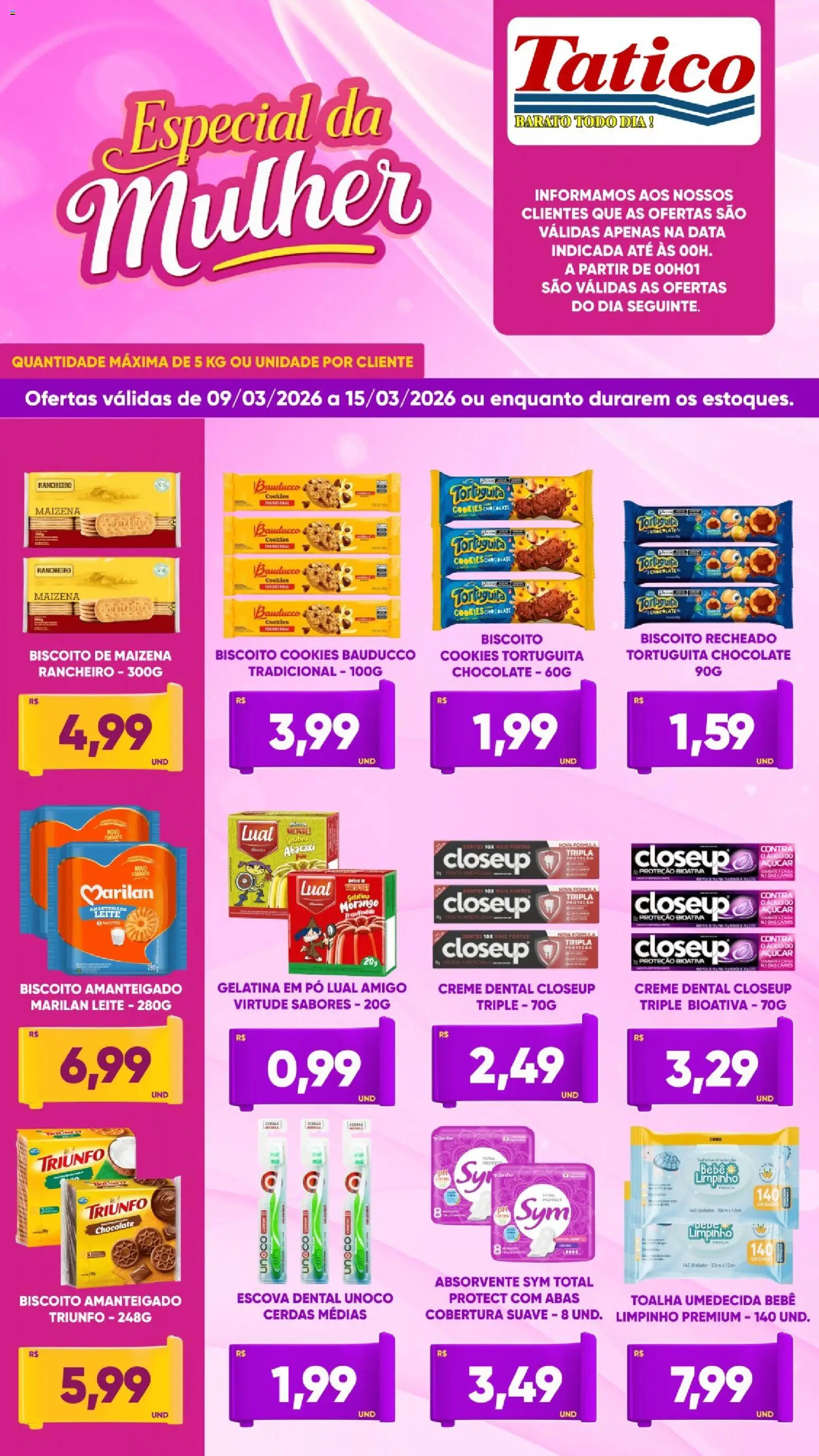 Tatico Folheto - válido de 09.03.2026 | Página: 5 | Produtos: Escova, Creme, Cookies, Absorvente