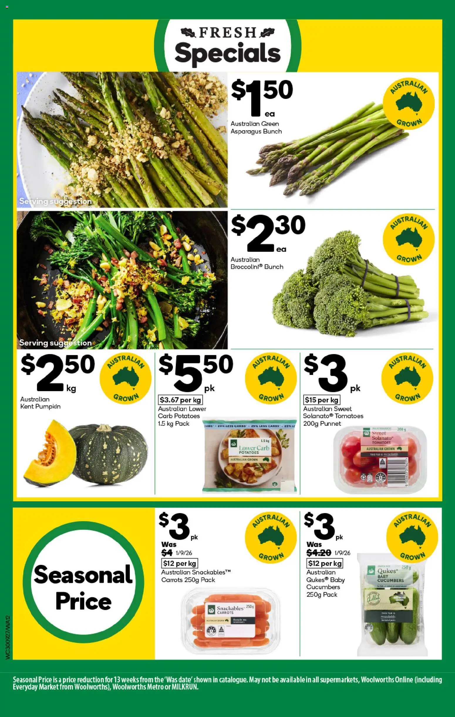 Woolworths catalogue - valid from 30/09/2026 | Page: 12 | Products: Carrots, Cucumbers, Potatoes, Pumpkin