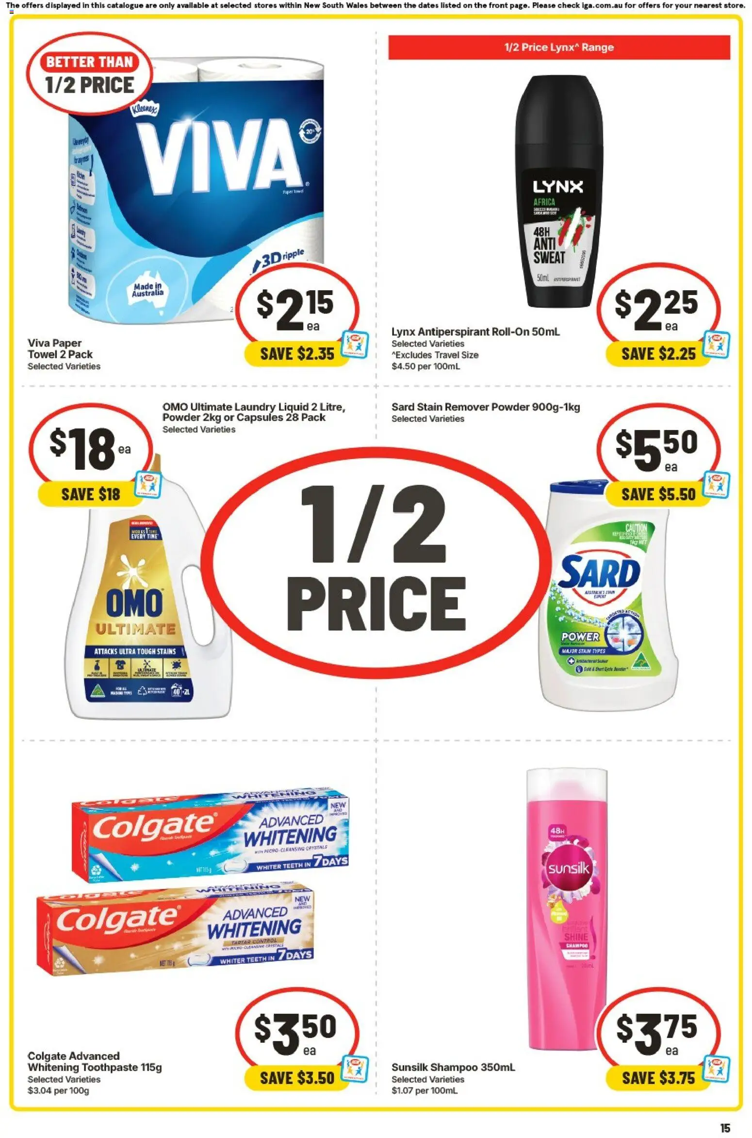 IGA catalogue - valid from 05/08/2026 | Page: 15 | Products: Powder, Shampoo, Toothpaste, Laundry
