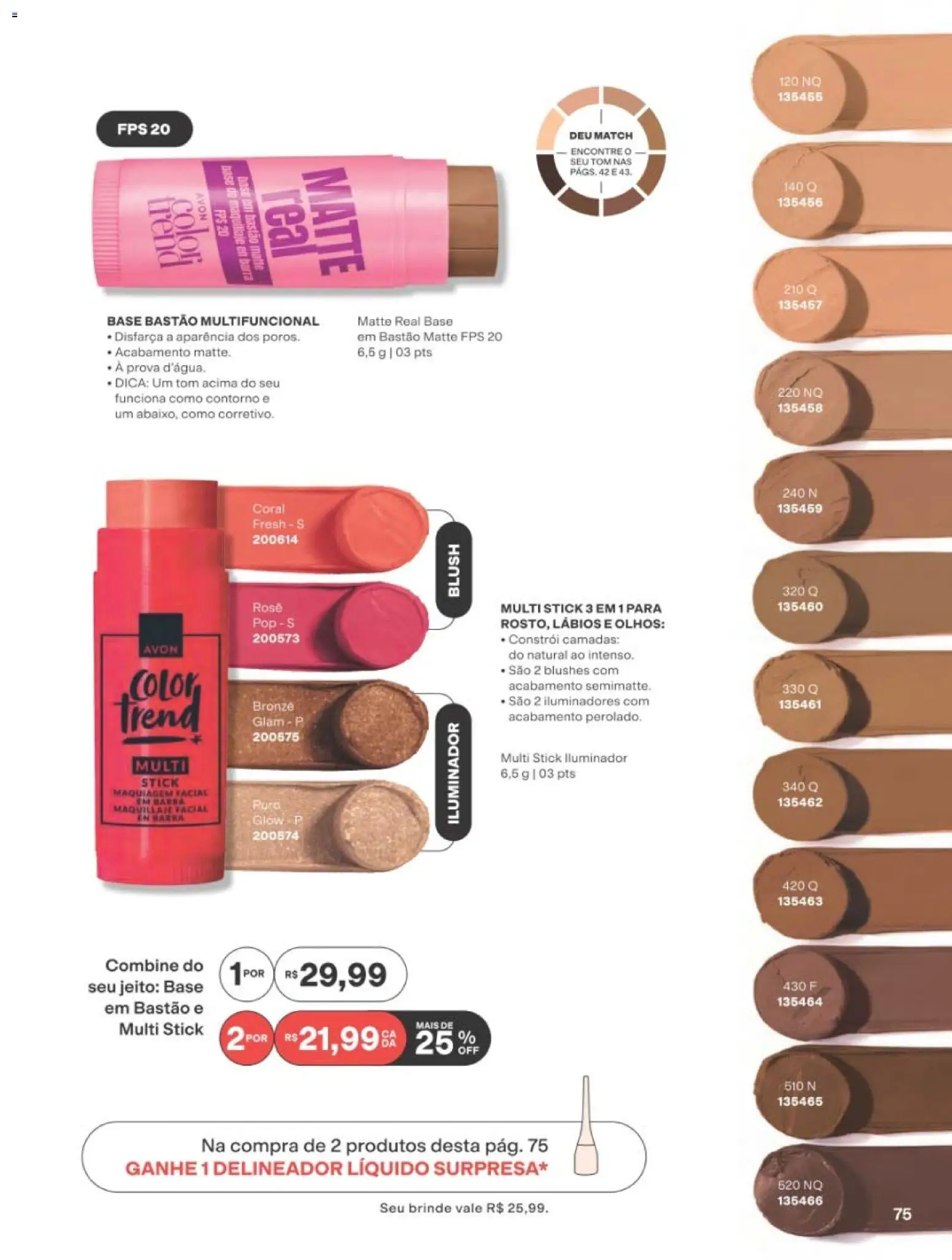 Avon Folheto - válido de 01/09/2026 | Página: 75 | Produtos: Blush, Delineador, Multifuncional, Base