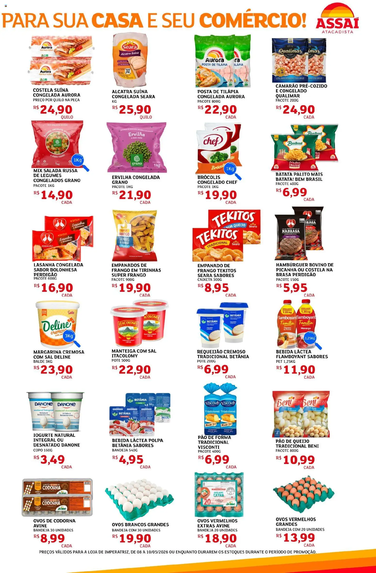 Assaí Atacadista Folheto - válido de 08.05.2026 | Página: 3 | Produtos: Pão de forma, Salada, Batata, Ovos de codorna