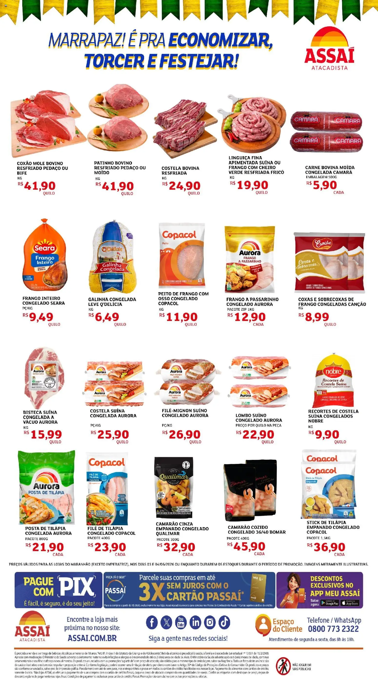 Assaí Atacadista Folheto - válido de 03.06.2026 | Página: 2 | Produtos: Pneus, Base, Filé de tilápia, Peito de frango