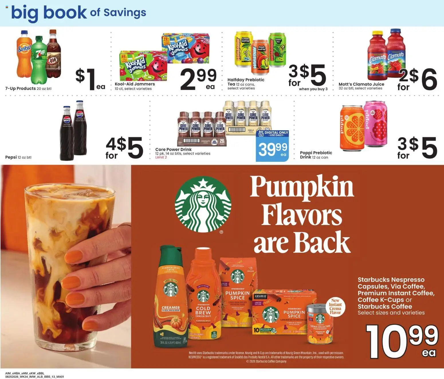 Albertsons Big Book of Savings - valid from 08/25/2026 | Page: 13 | Products: Coffee, Tea, Pumpkin, Pepsi