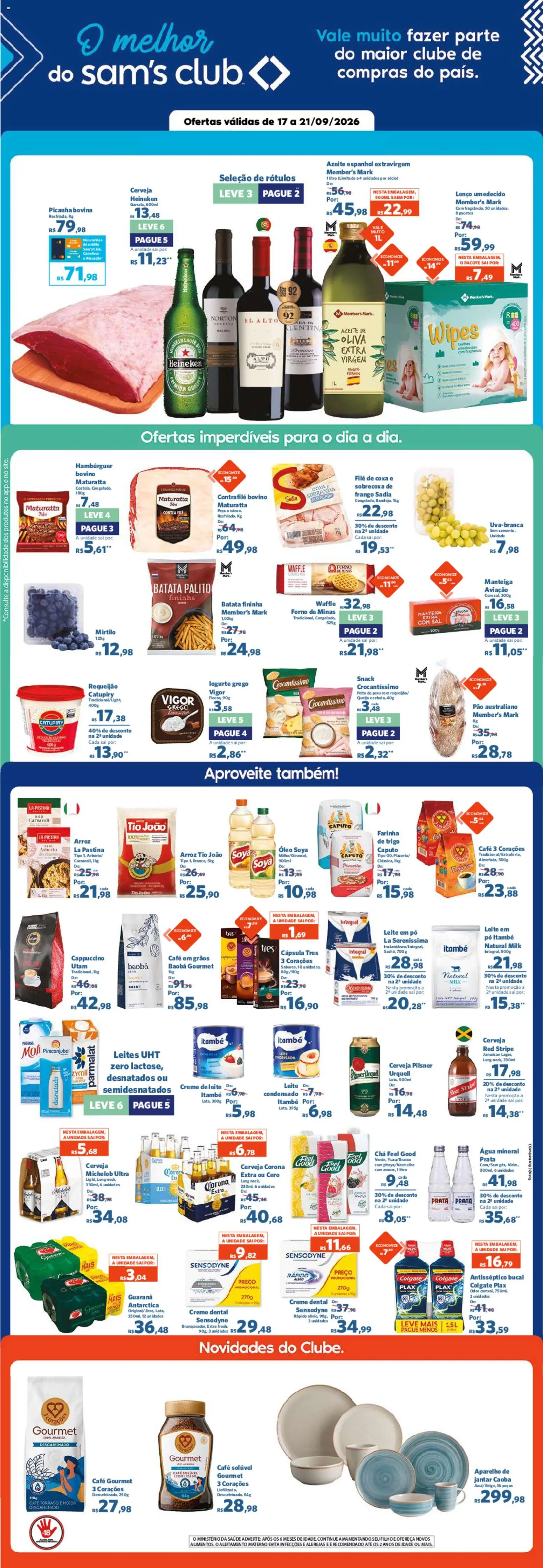 Sam's Club Folheto - válido de 17/09/2026 | Página: 1 | Produtos: Farinha, Leite, Peito de peru, Hambúrguer