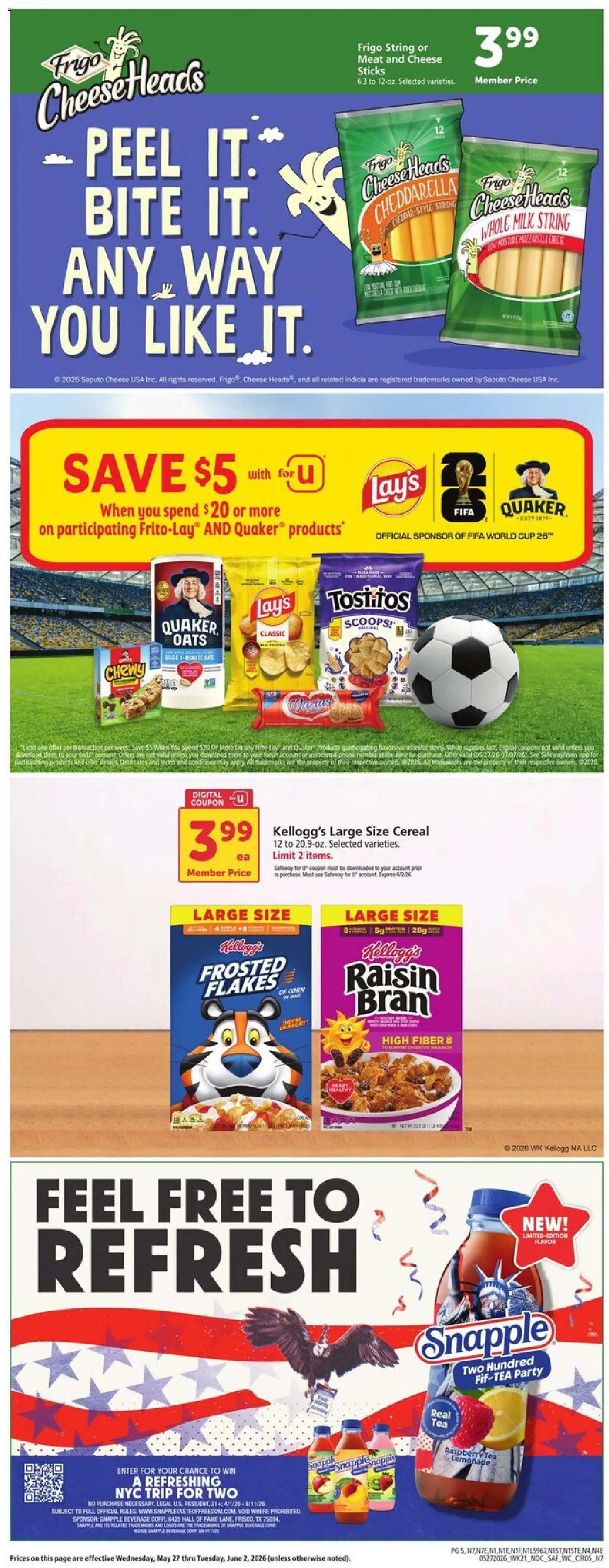 Safeway Weekly Ad - valid from 27.05.2026 | Page: 5 | Products: Milk, Cheese, Tea, Flakes