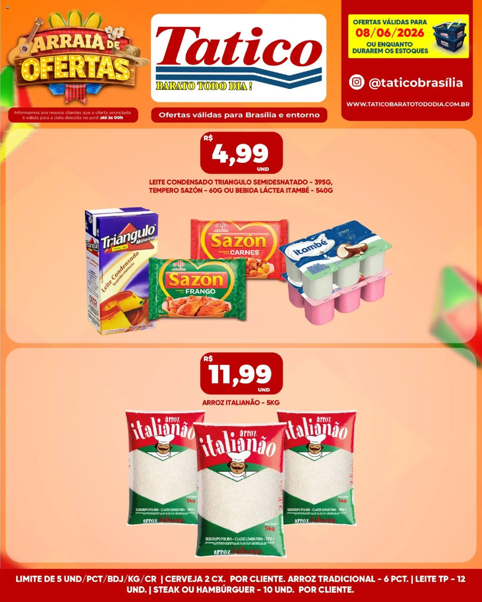 Tatico Folheto - válido de 09.06.2026 | Página: 25 | Produtos: Leite, Arroz, Bebida, Leite condensado
