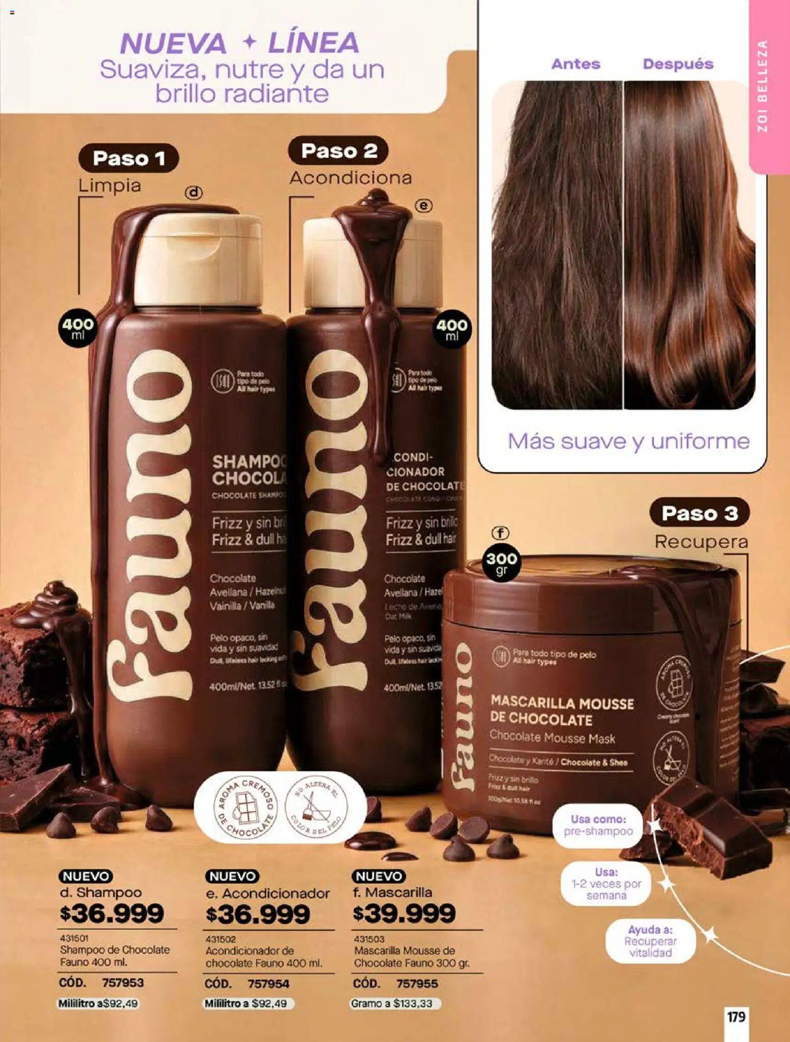 Pacifika revista - valida desde el 18/10/2026 | Página: 179 | Productos: Shampoo, Brillo, Mousse, Leche