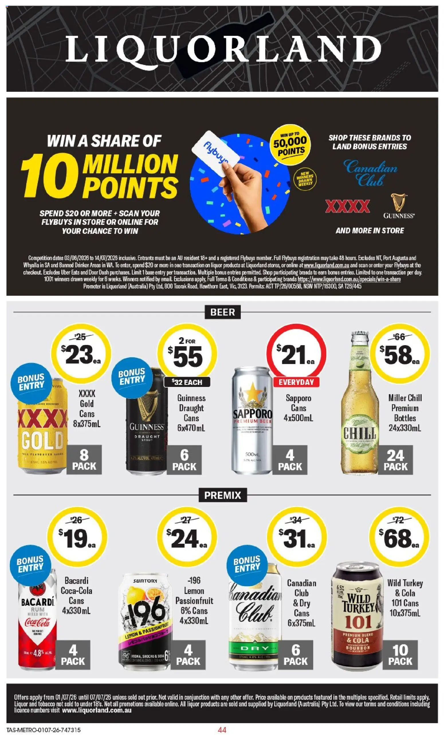 Coles catalogue - valid from 01/07/2026 | Page: 44 | Products: Beer, Bourbon, Passionfruit, Lemon