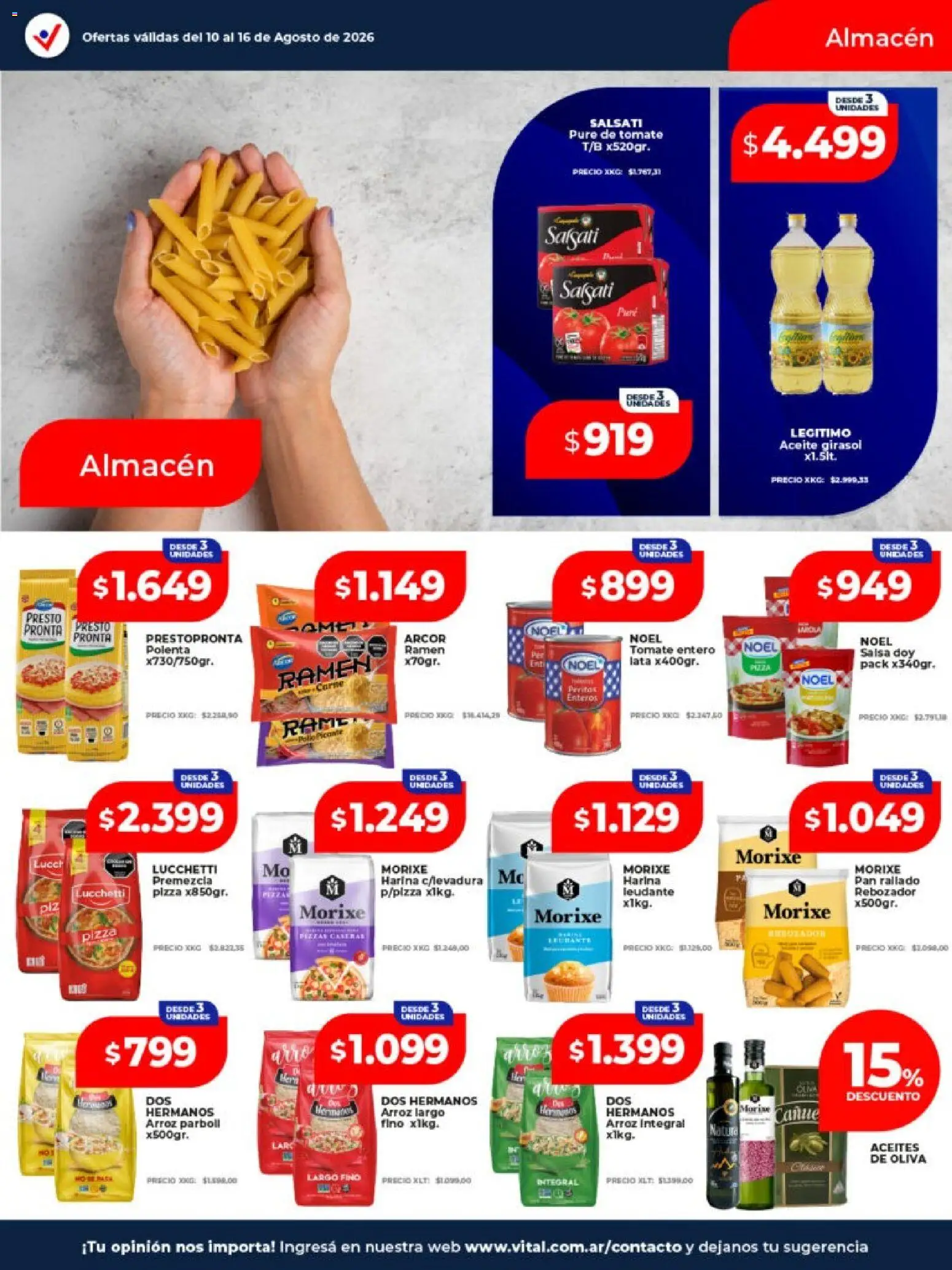 Vital - Ofertas San Justo │ válido desde el 10/08/2026 | Página: 15 | Productos: Harina, Polenta, Oliva, Tomate