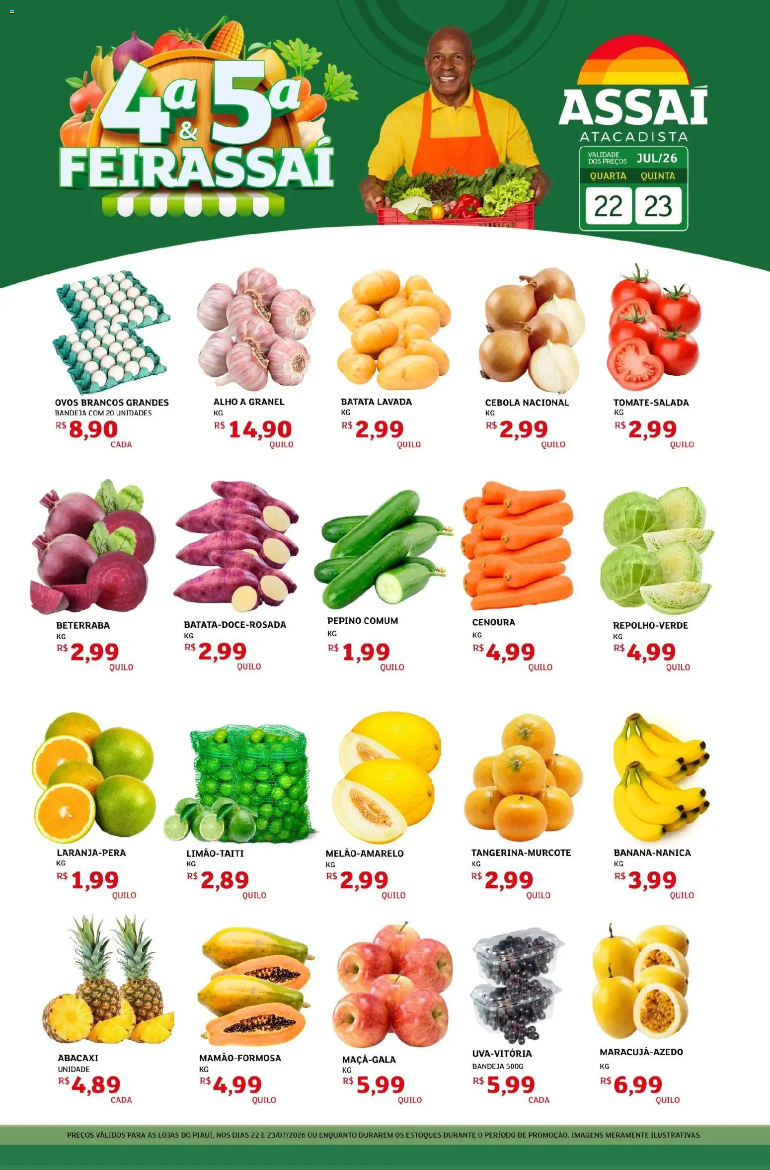 Assaí Atacadista Folheto - válido de 22/07/2026 | Página: 1 | Produtos: Cebola, Abacaxi, Cenoura, Batata