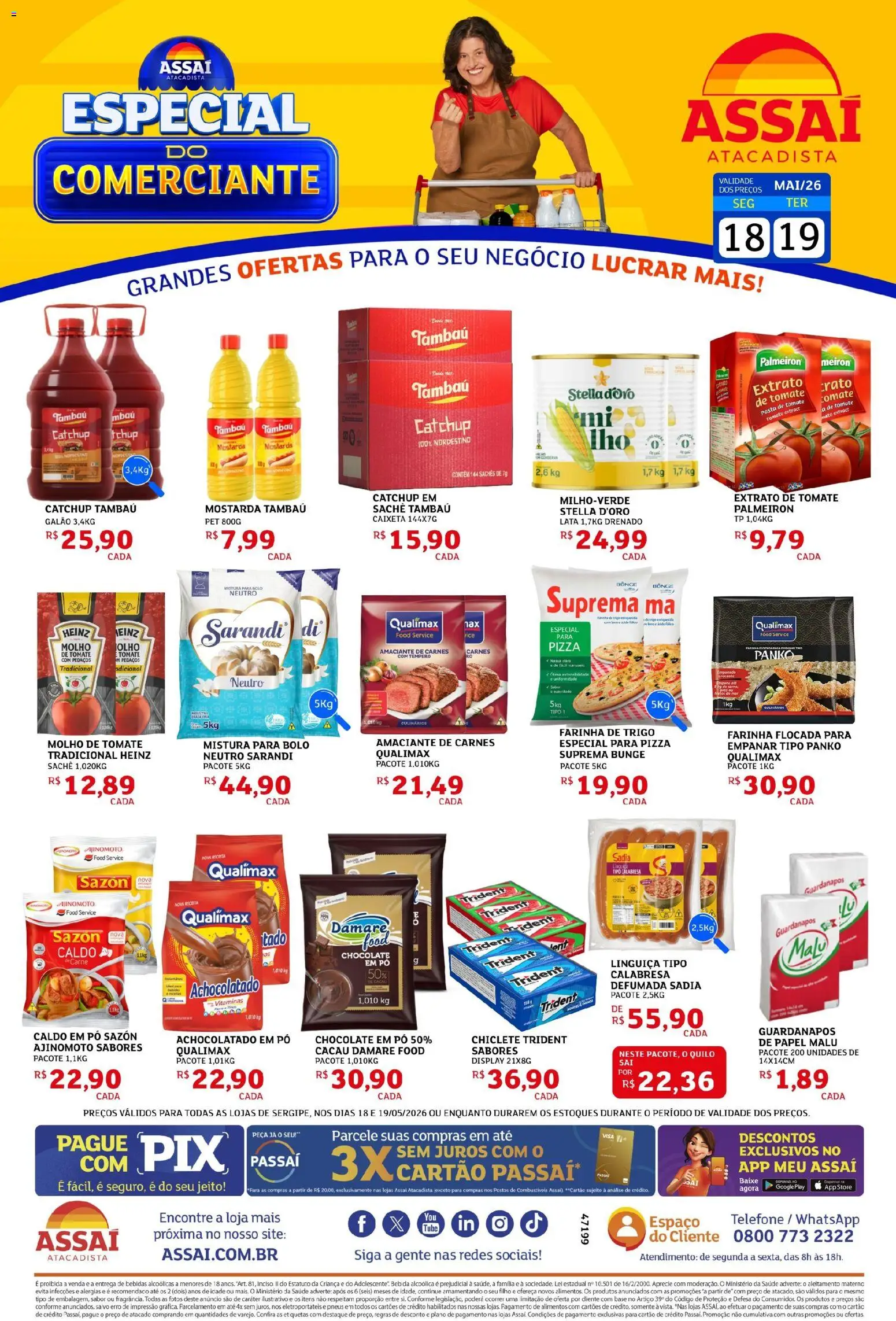 Assaí Atacadista Folheto - válido de 18.05.2026 | Página: 1 | Produtos: Fanta, Linguiça, Pizza, Bolo