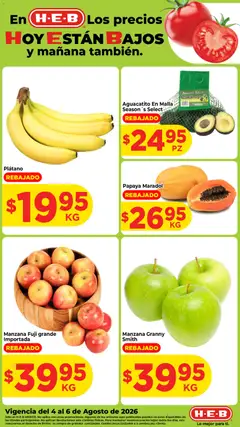Vista previa de H-E-B folleto Fruta y venduras, nuevo folleto de la tienda, válido en México a partir del 04/08/2026