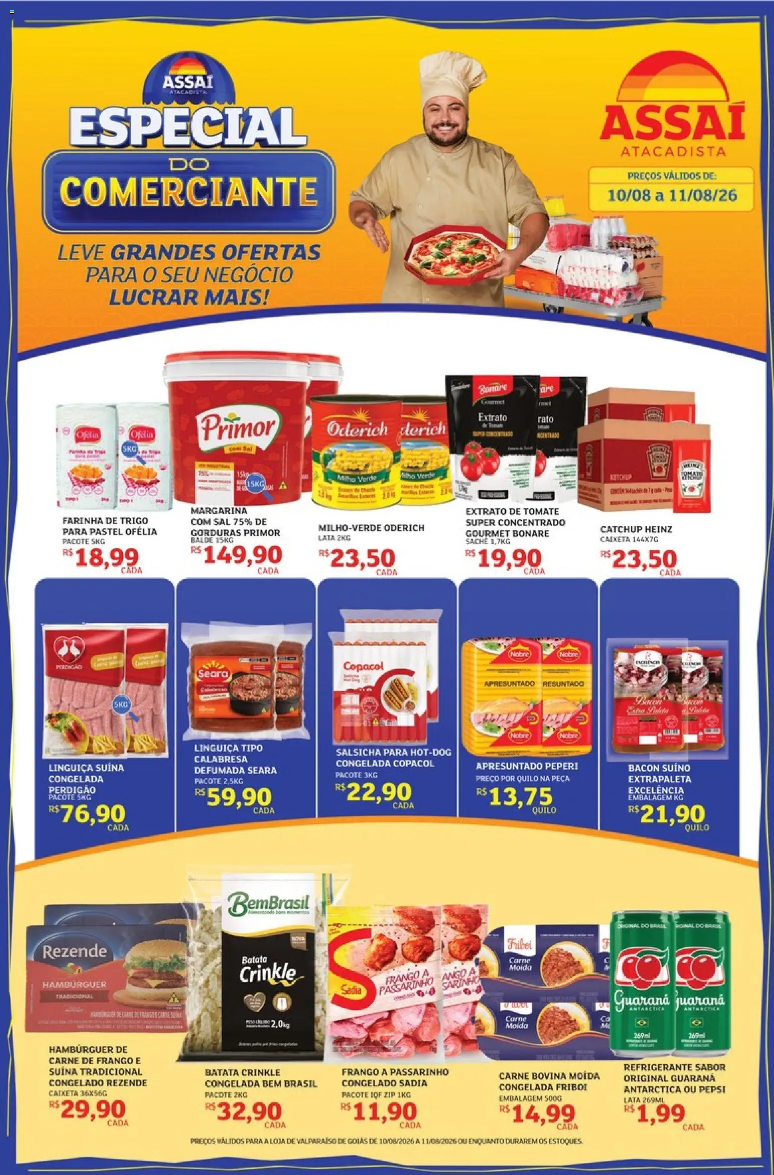 Assaí Atacadista Folheto - válido de 10/08/2026 | Página: 1 | Produtos: Salsicha, Refrigerante, Bacon, Sal