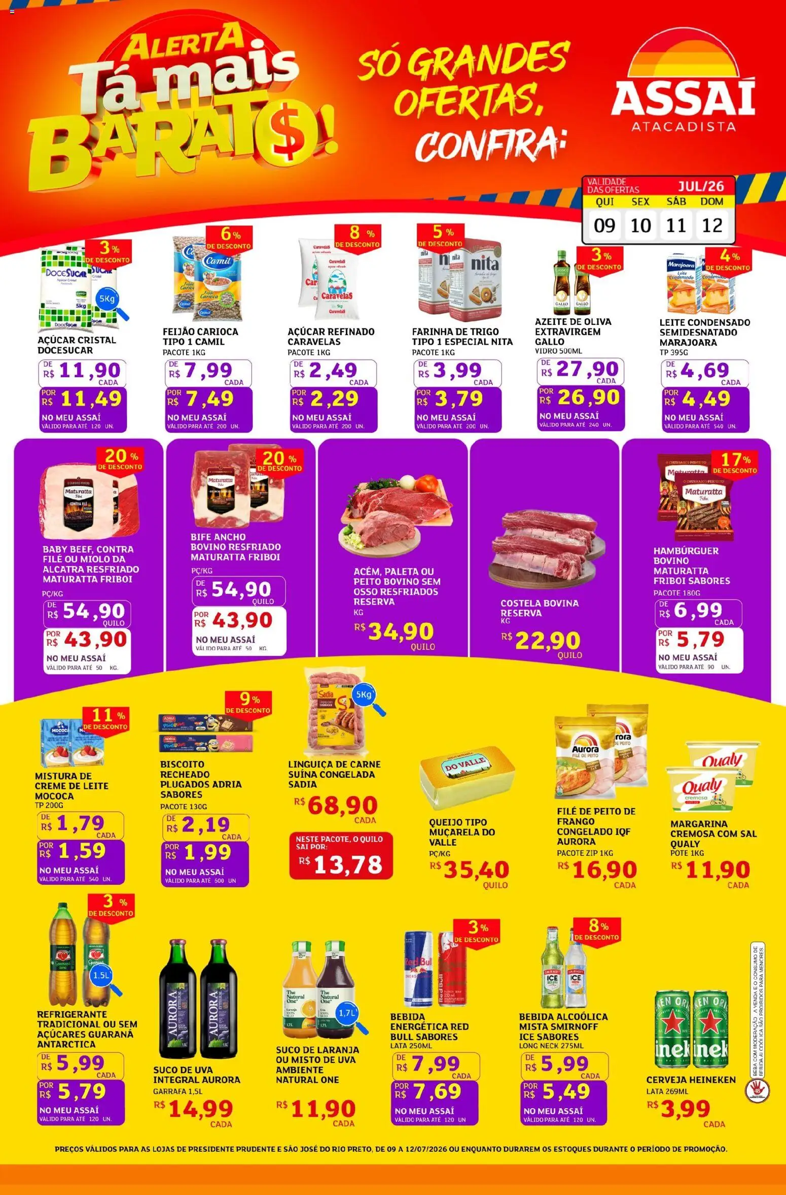 Assaí Atacadista Folheto - válido de 09/07/2026 | Página: 1 | Produtos: Feijão, Guaraná, Alcatra, Azeite