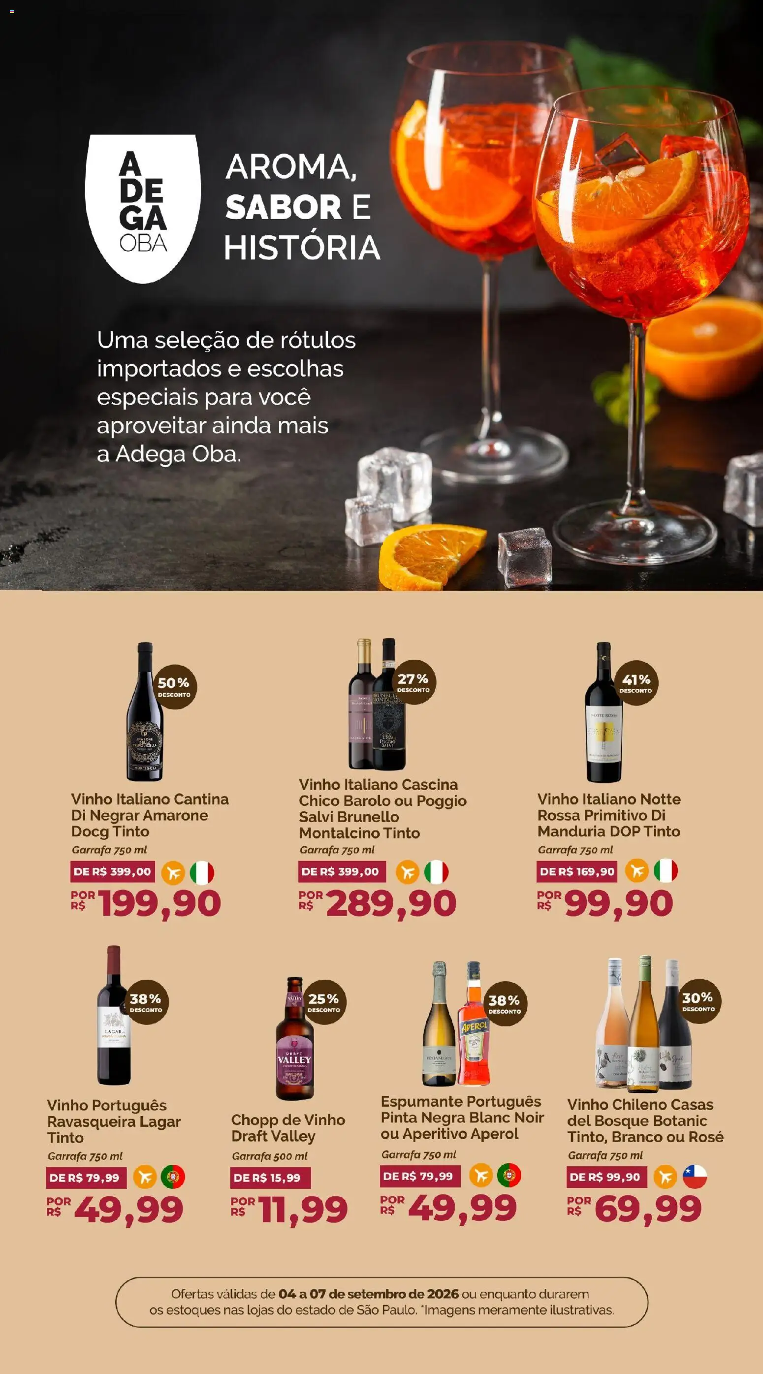 Oba Hortifruti Folheto - válido de 04/09/2026 | Página: 7 | Produtos: Espumante, Aperol, Vinho
