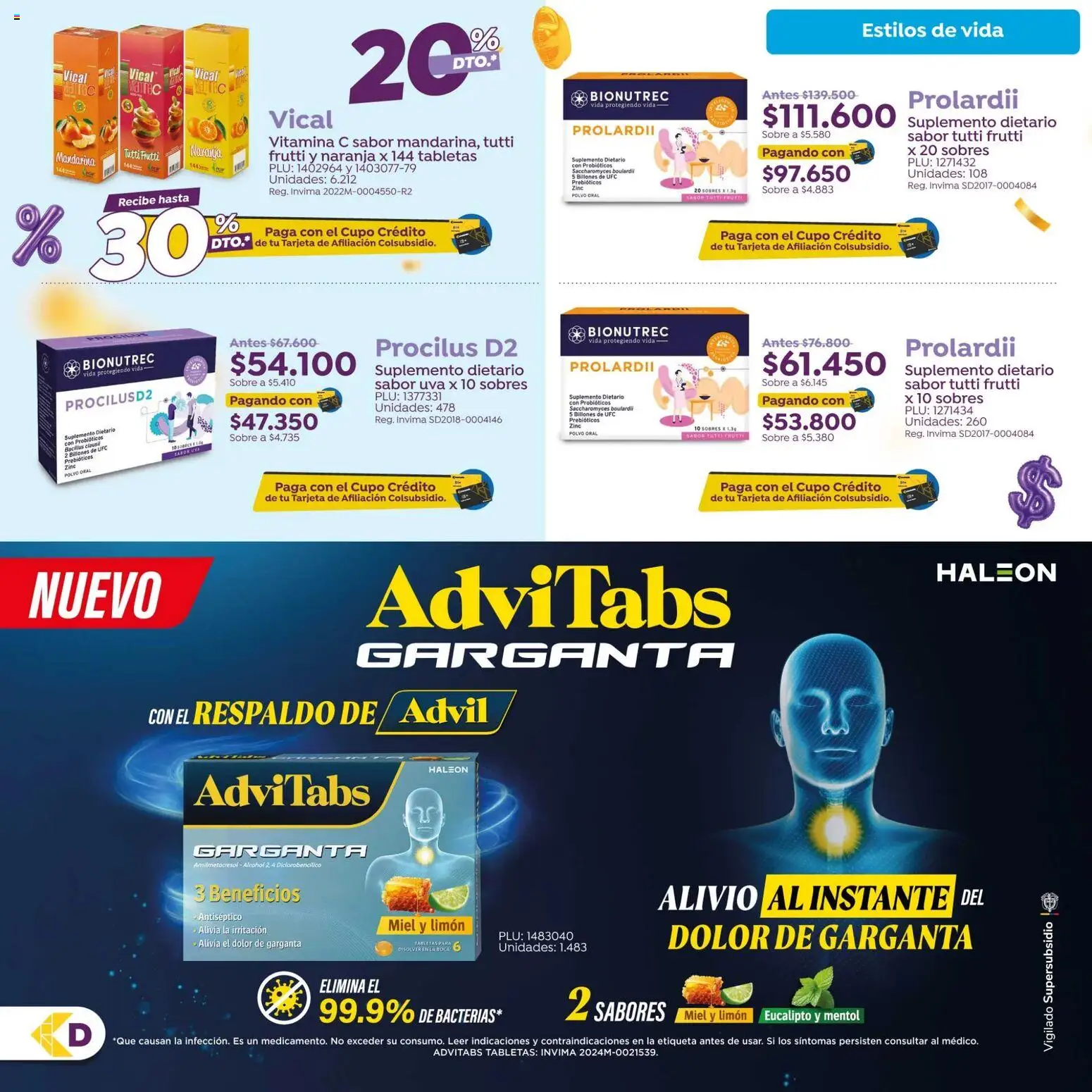 Colsubsidio revista - valida desde el 15/09/2026 | Página: 7 | Productos: Sobre, Probióticos, Uva, Alcohol