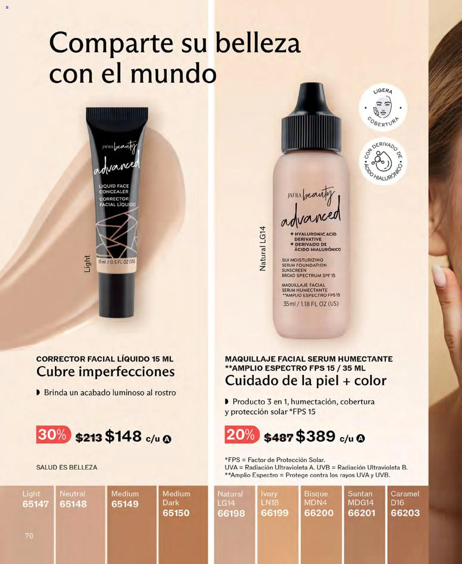 Nuevas ofertas de JAFRA válidas en toda la República Mexicana desde el 01.04.2026. ¡Encuentra las mejores ofertas en JAFRA catálogo! | Página: 70 | Productos: Serum, Uva, Maquillaje, Corrector