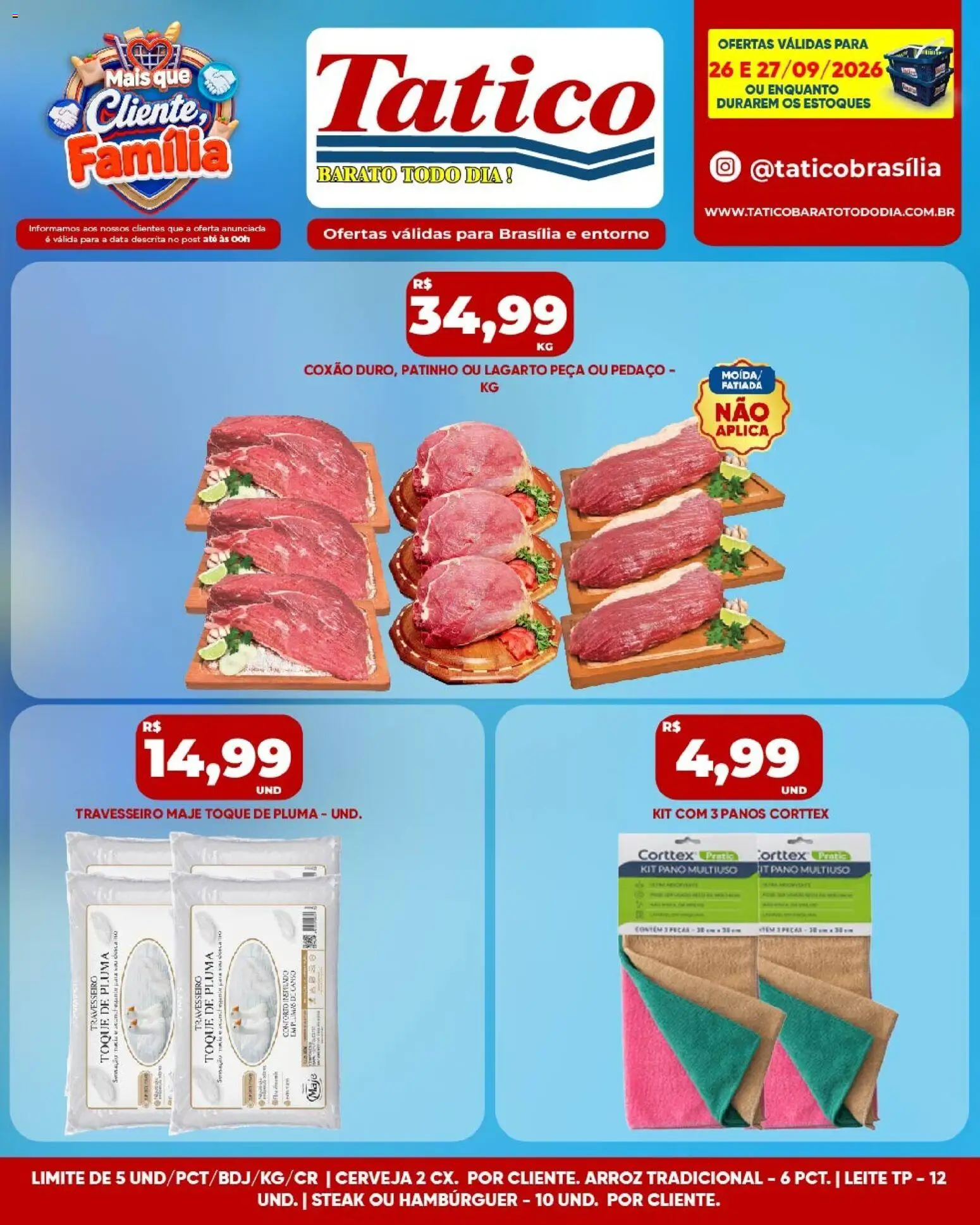 Tatico Folheto - válido de 28/09/2026 | Página: 28 | Produtos: Steak, Travesseiro, Cerveja, Hambúrguer