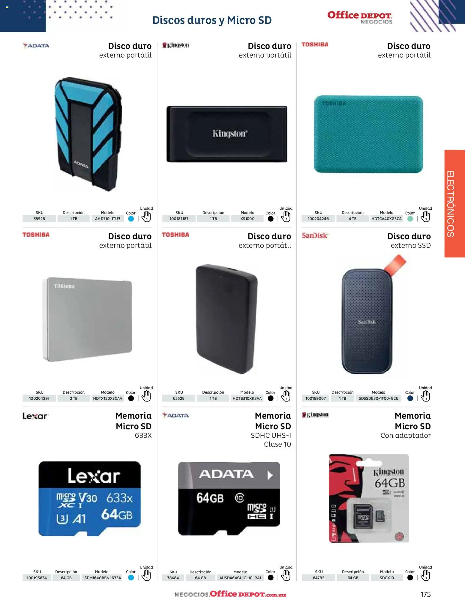 Nuevas ofertas de Office Depot válidas en toda la República Mexicana desde el 12/01/2026. ¡Encuentra las mejores ofertas en Office Depot catálogo 2026! | Página: 177 | Productos: Micro SD, Disco, Adaptador