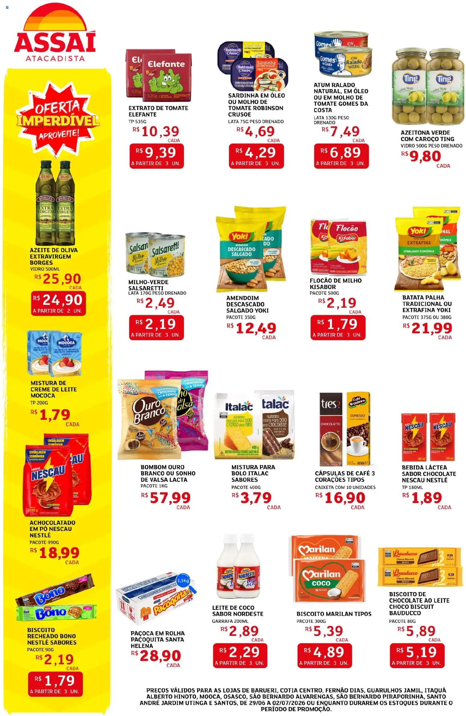 Assaí Atacadista Folheto - válido de 29/06/2026 | Página: 2 | Produtos: Café, Batata, Creme de leite, Atum
