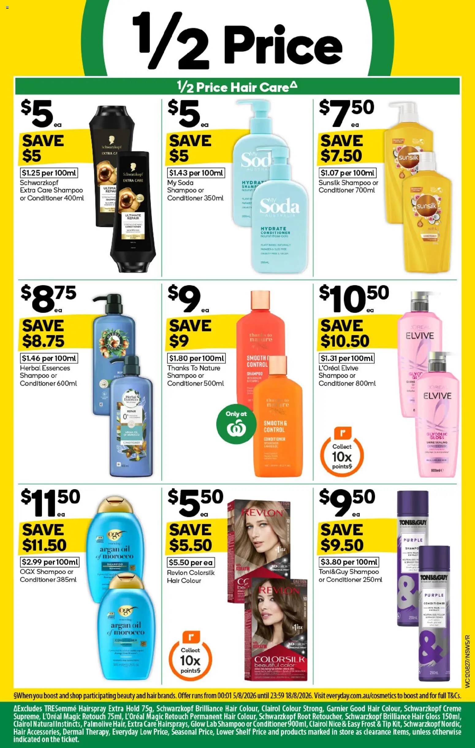 Woolworths catalogue - valid from 12/08/2026 | Page: 5 | Products: Shampoo, Conditioner, Hair colour, Argan oil
