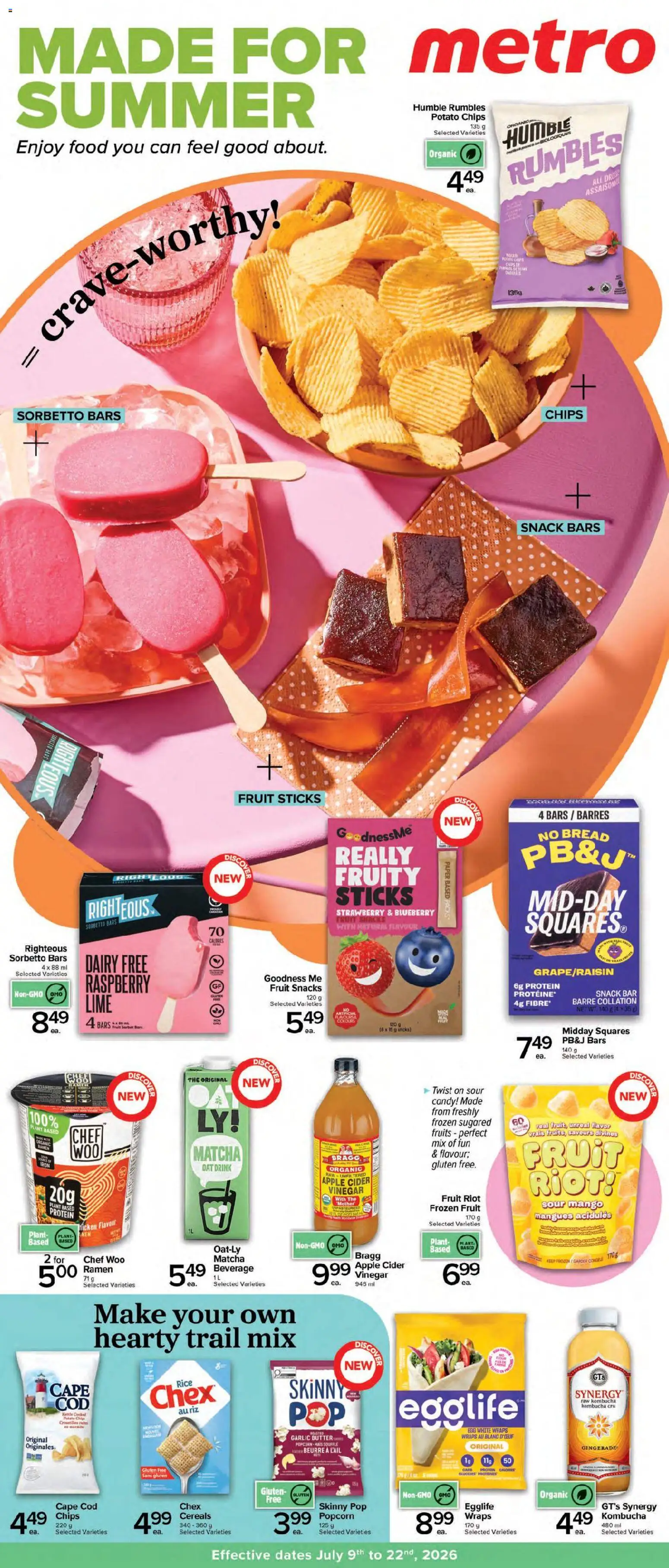 Metro flyer valid from Jul 9, 2026 | Page: 1 | Products: Rice, Cereals, Chips, Butter