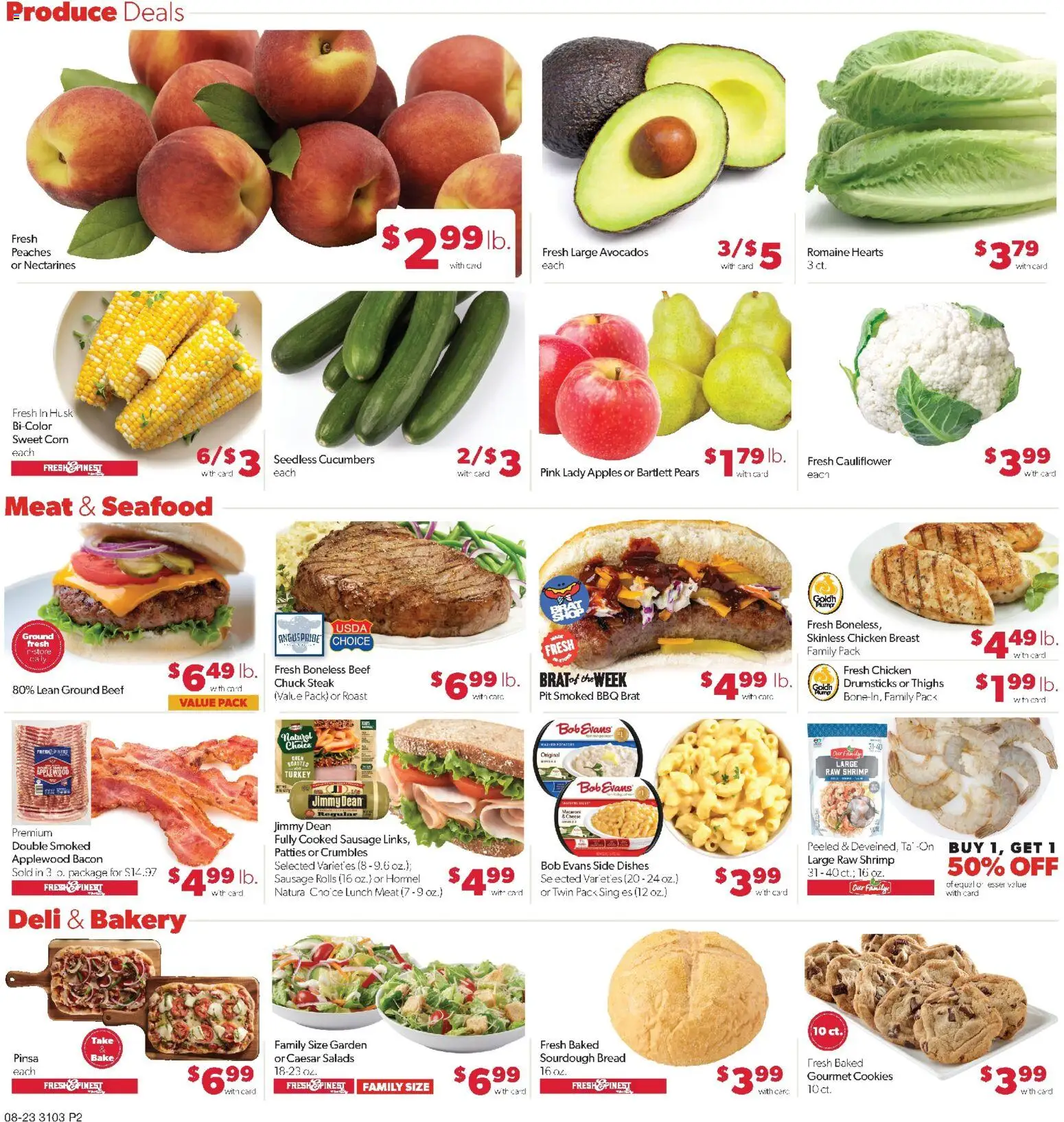 Family Fare Weekly Ad - ND - valid from 08/23/2026 | Page: 2 | Products: Peaches, Bacon, Steak, Pears