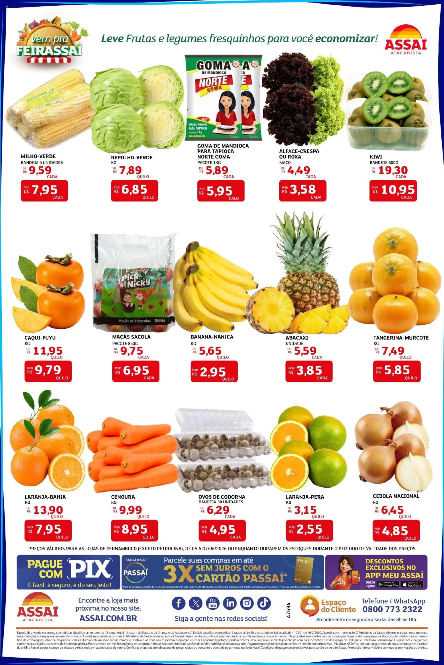 Assaí Atacadista Folheto - válido de 05.06.2026 | Página: 3 | Produtos: Maçãs, Base, Kiwi, Cenoura