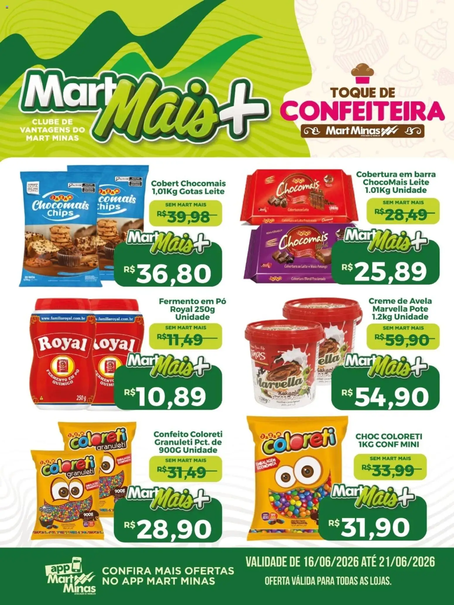 Mart Minas Folheto - válido de 16.06.2026 | Página: 1 | Produtos: Pó, Leite, Creme, Avelã