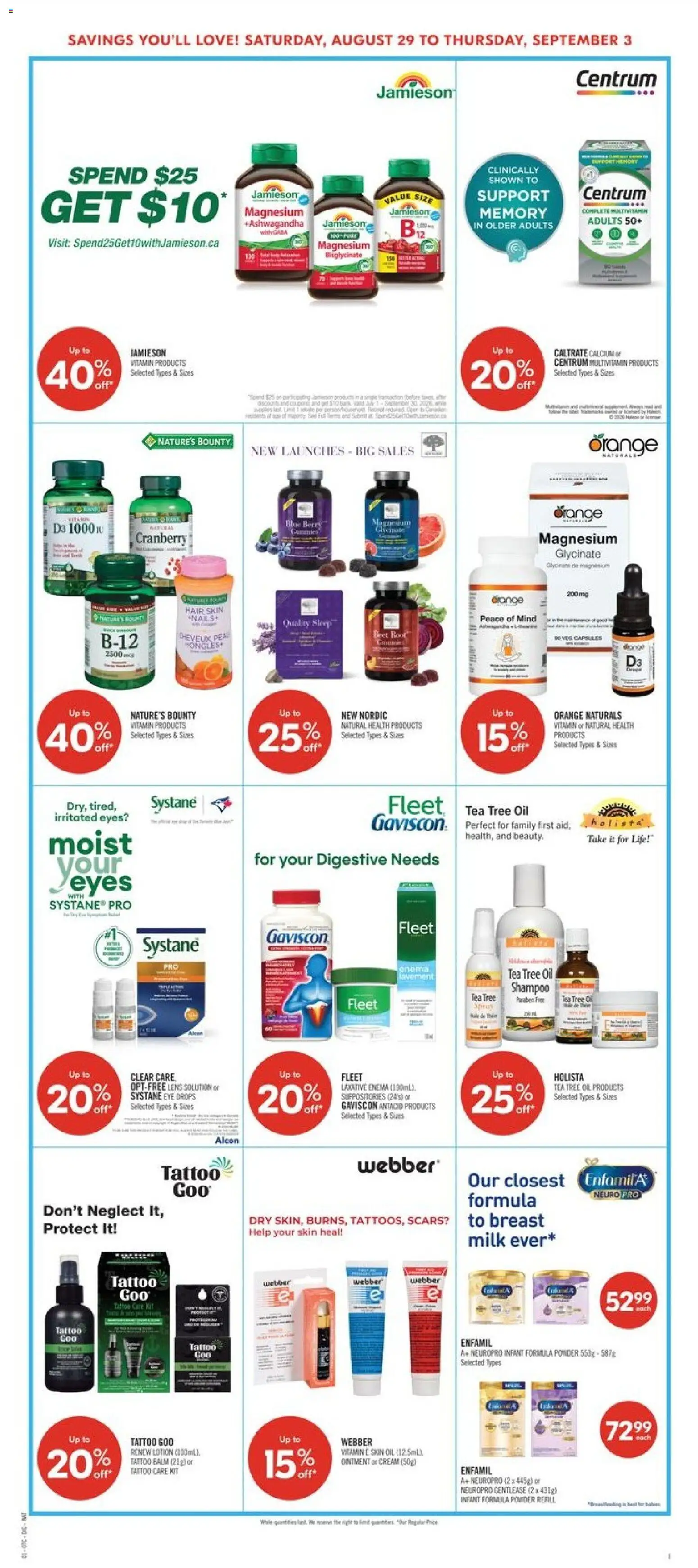 Shoppers flyer valid from Aug 29, 2026 | Page: 14 | Products: Eye drops, Shampoo, Capsules, Oil