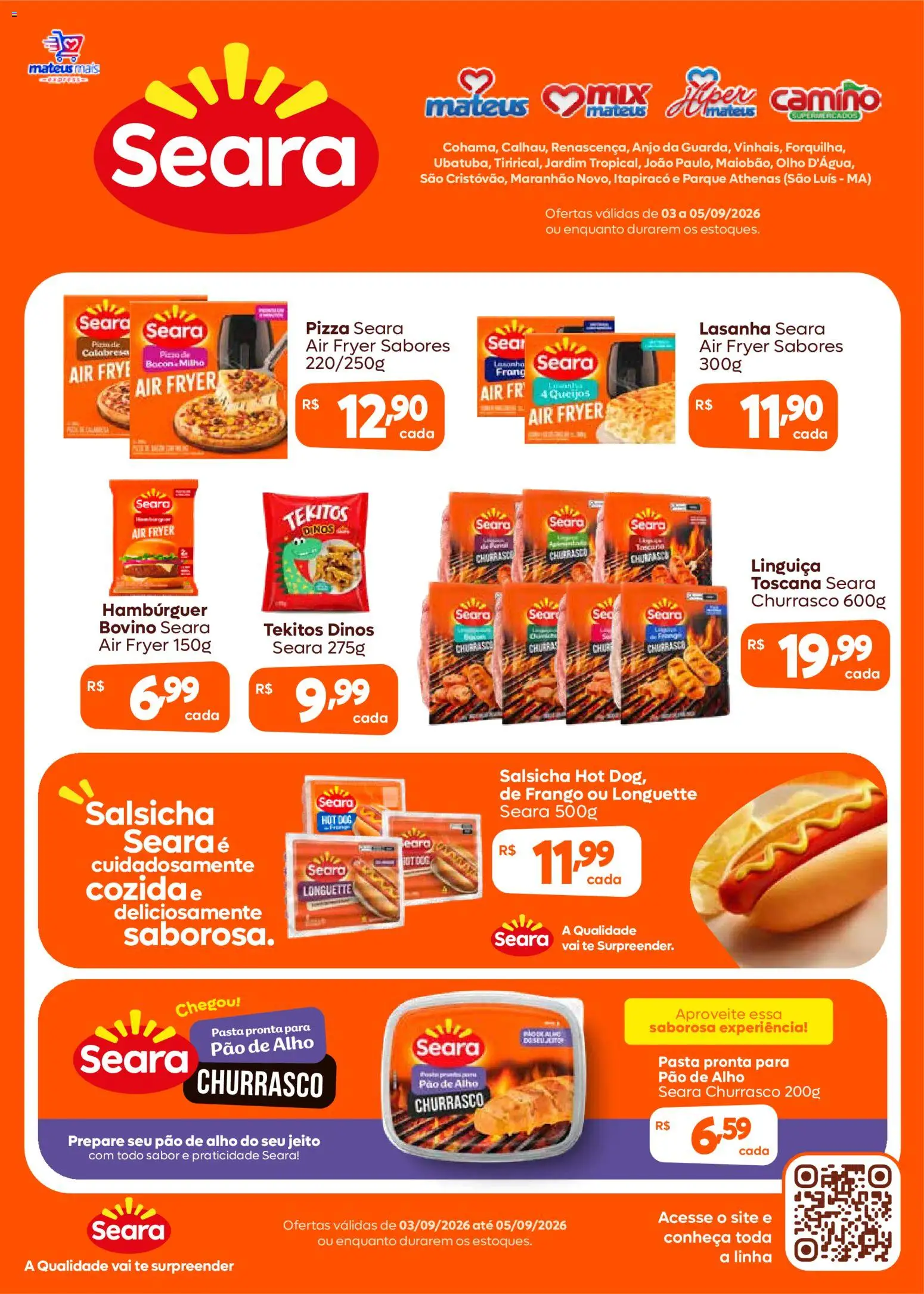 Mateus Folheto - válido de 03/09/2026 | Página: 1 | Produtos: Salsicha, Pizza, Lasanha, Milho
