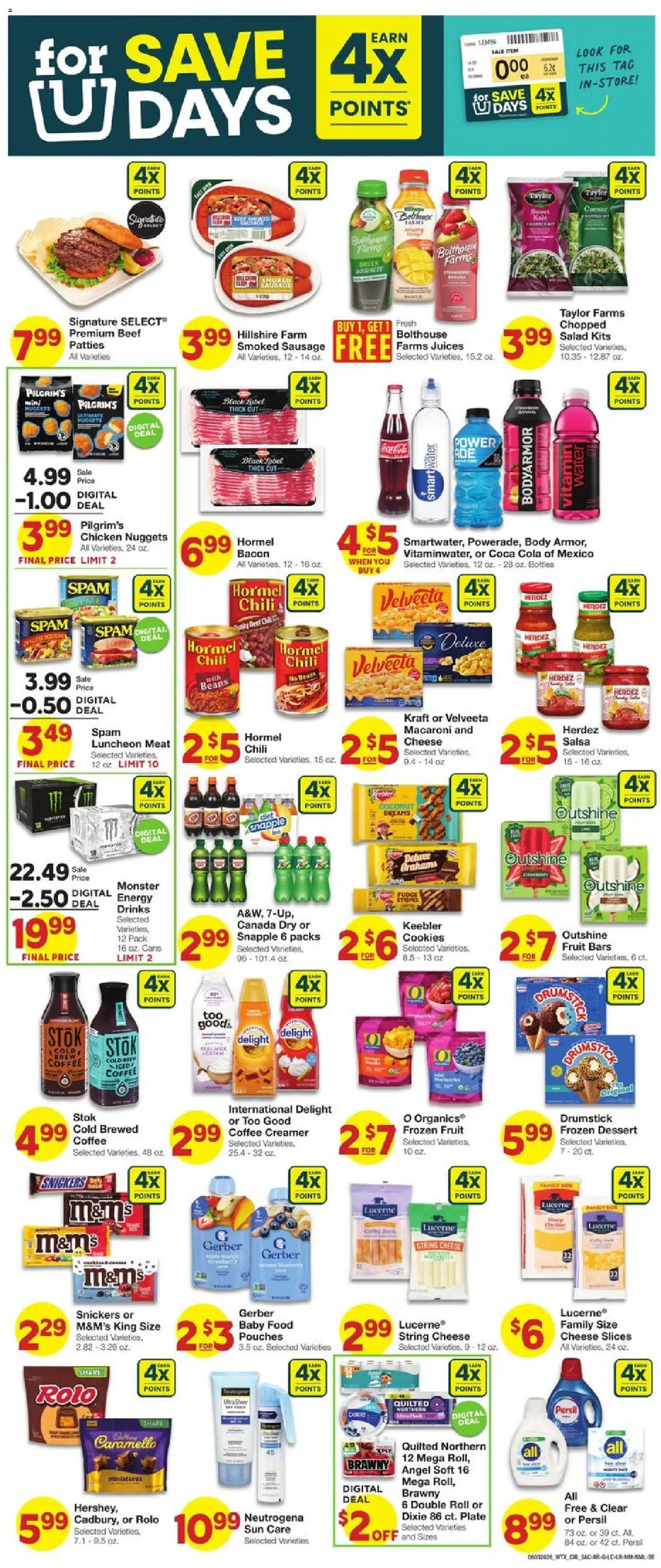 United Supermarkets Weekly Ad - valid from 03.06.2026 | Page: 3 | Products: Vitamin, Cookies, Water, Sausage