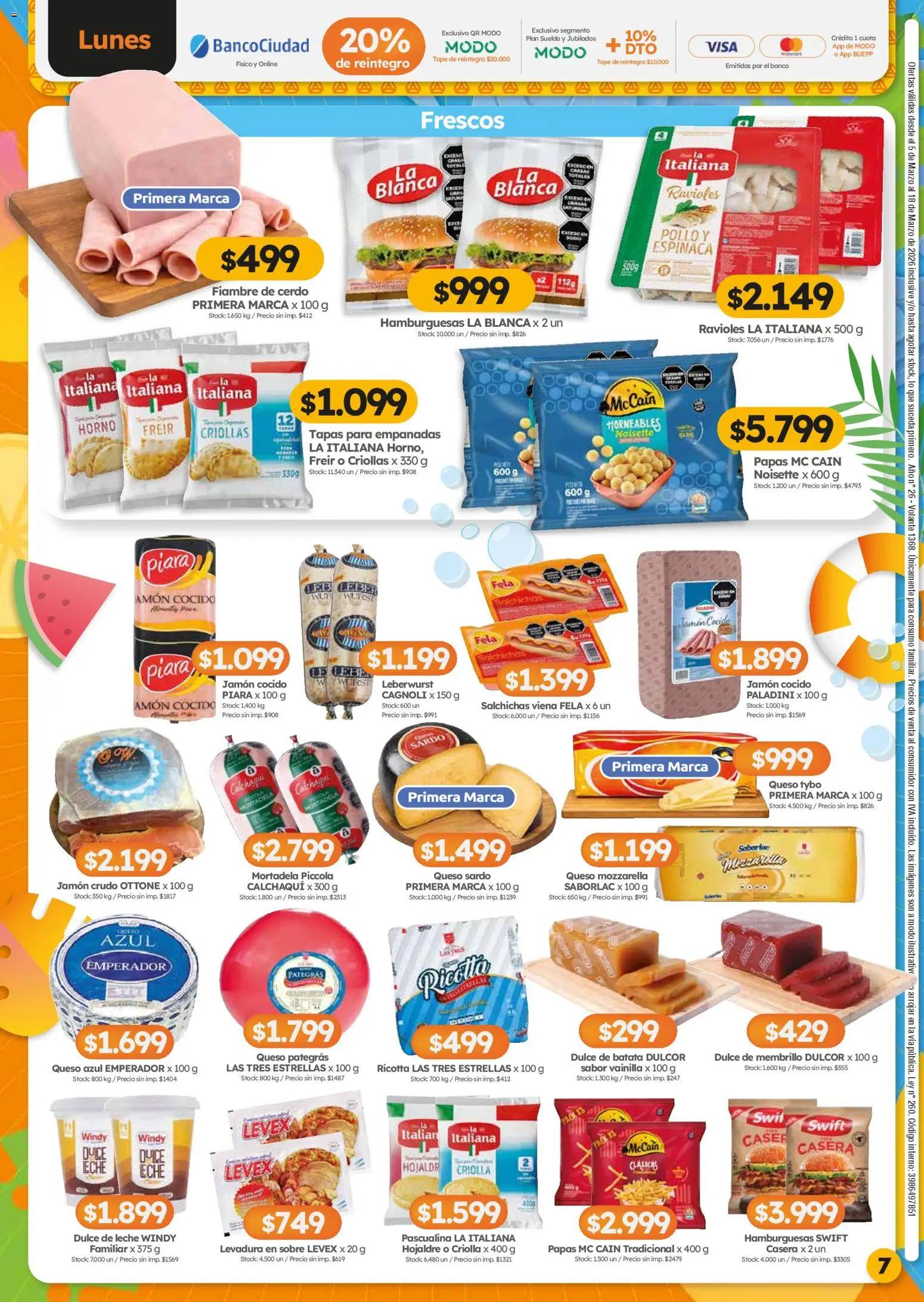Cordiez ofertas │ válido desde el 05.03.2026 | Página: 7 | Productos: Jamón crudo, Dulce de leche, Cerdo, Espinaca