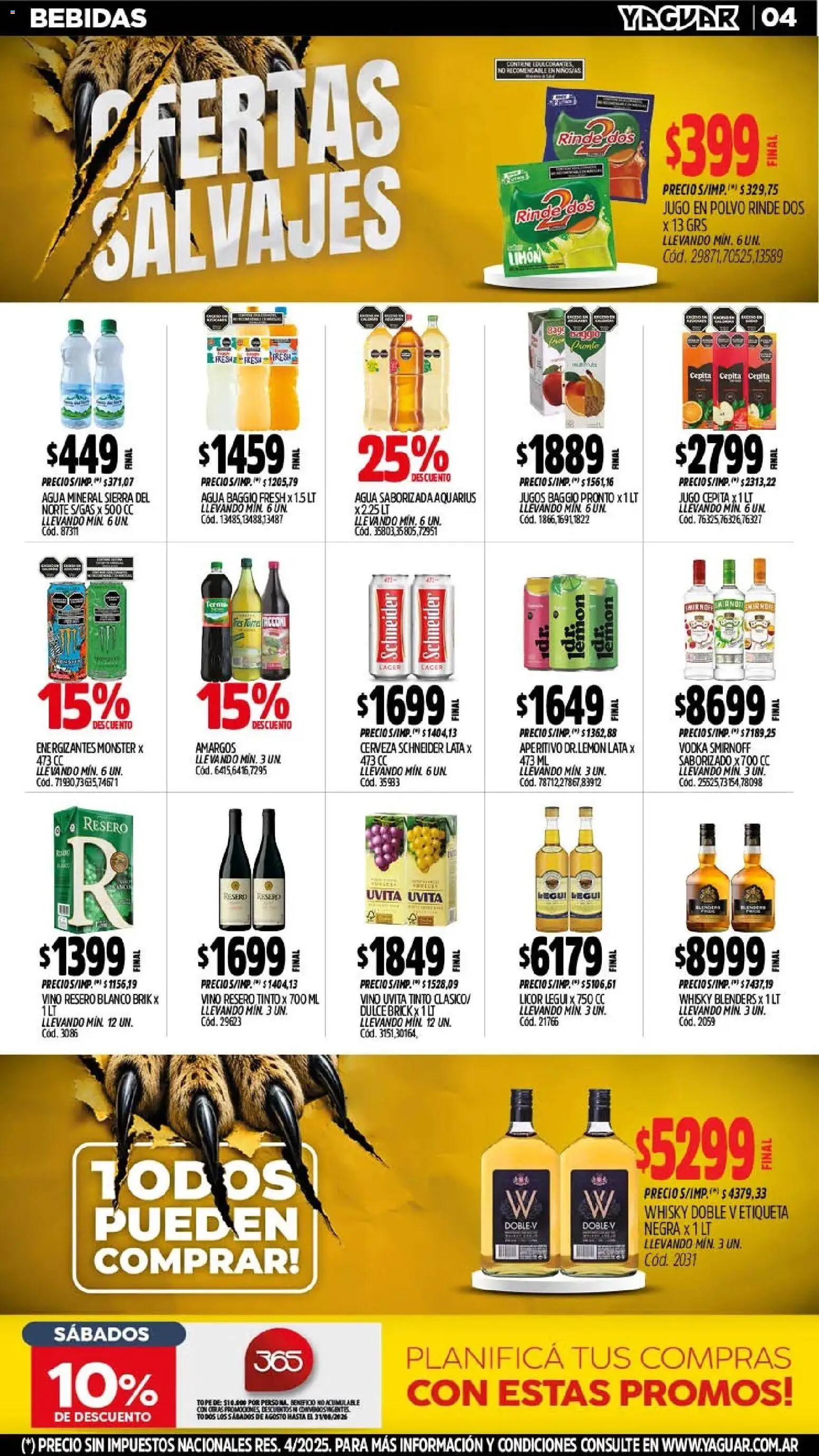 Yaguar - Oferta Semanal Córdoba │ válido desde el 03/08/2026 | Página: 5 | Productos: Agua, Vino, Cerveza, Sierra