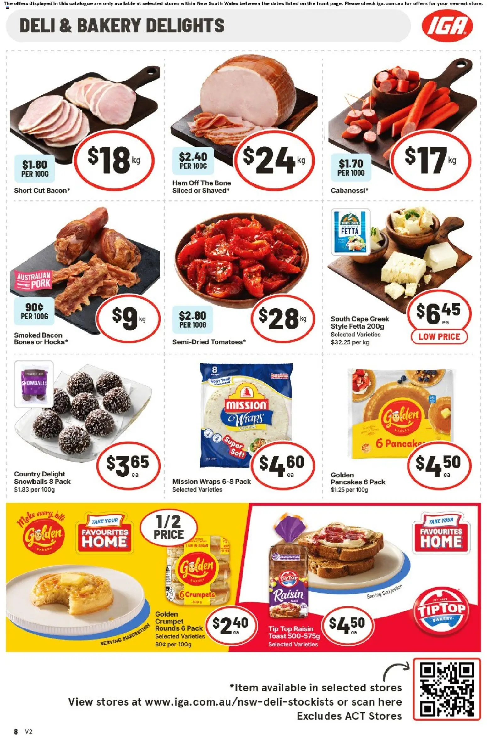 IGA catalogue - valid from 03.06.2026 | Page: 8 | Products: Bacon, Crumpets, Ham, Pork
