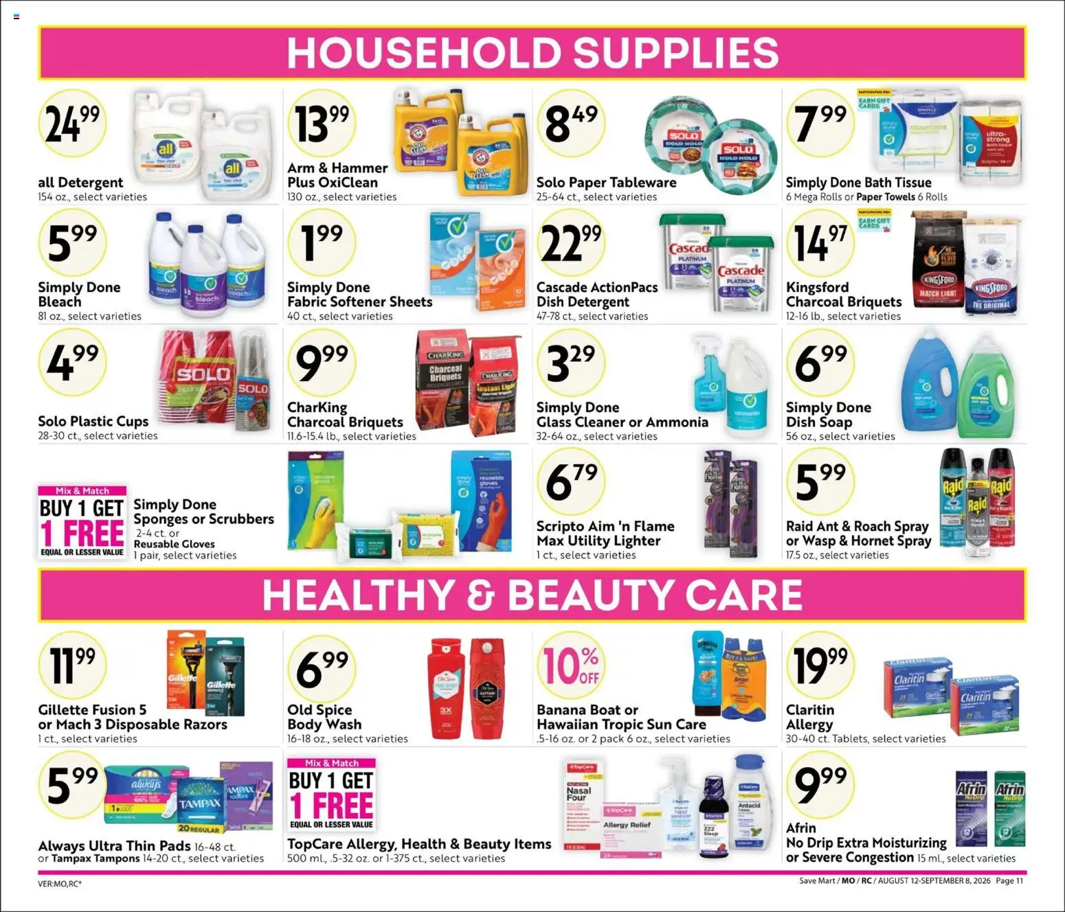 Save Mart Big Book of Savings - valid from 08/12/2026 | Page: 11 | Products: Charcoal, Fabric softener, Gloves, Paper towels