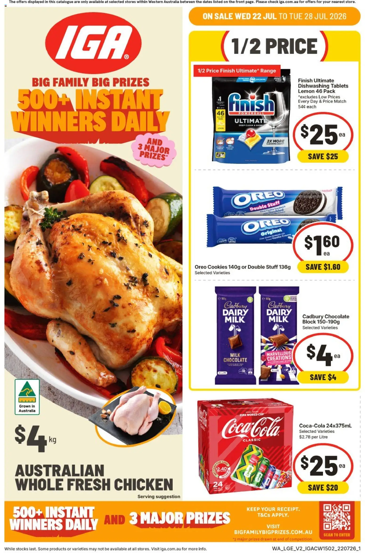 IGA catalogue - valid from 22/07/2026 | Page: 1 | Products: Milk, Dairy, Chicken, Lemon