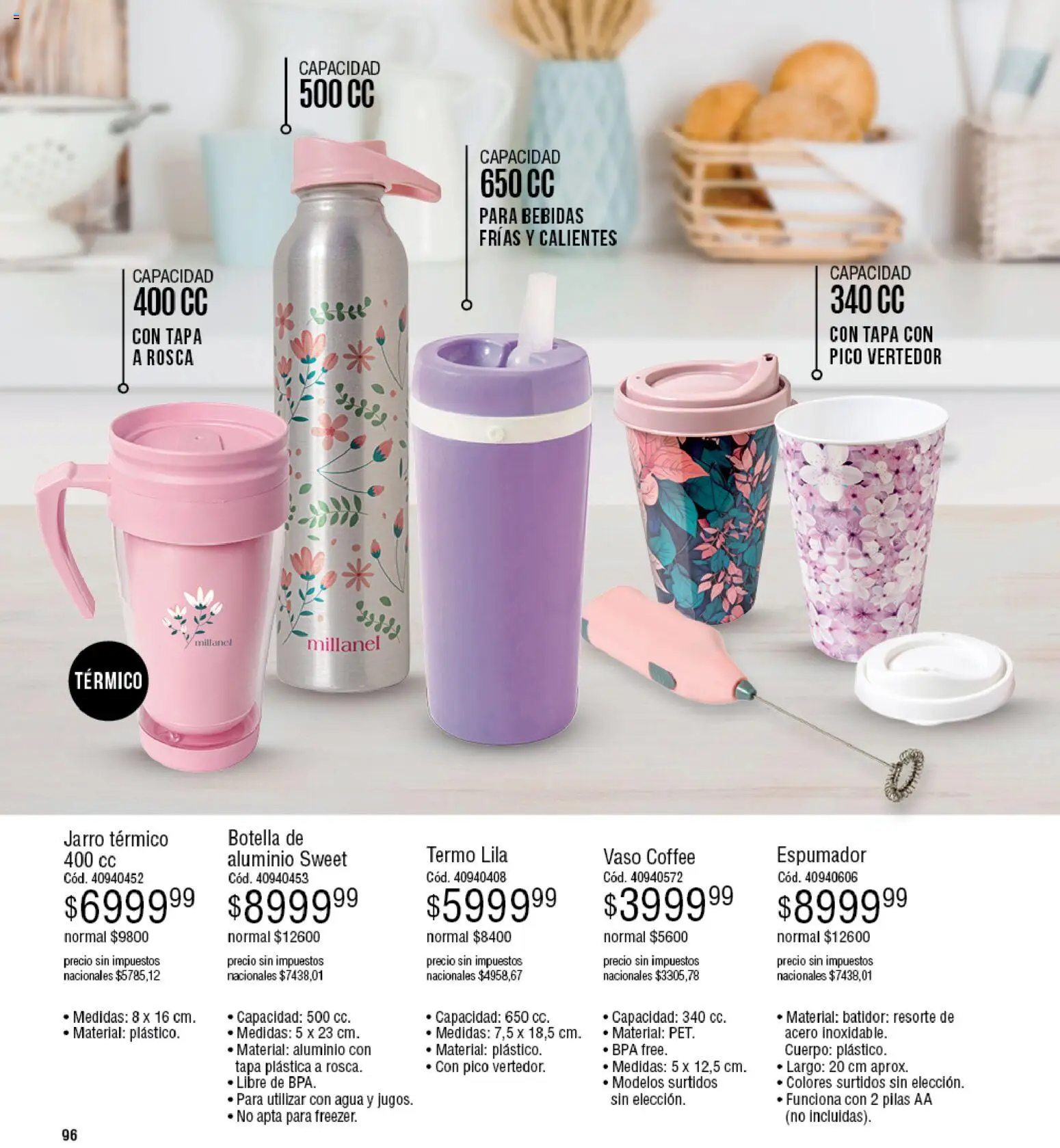 Millanel - Catálogo │ válido desde el 27.04.2026 | Página: 96 | Productos: Pico, Botella, Termo, Batidor